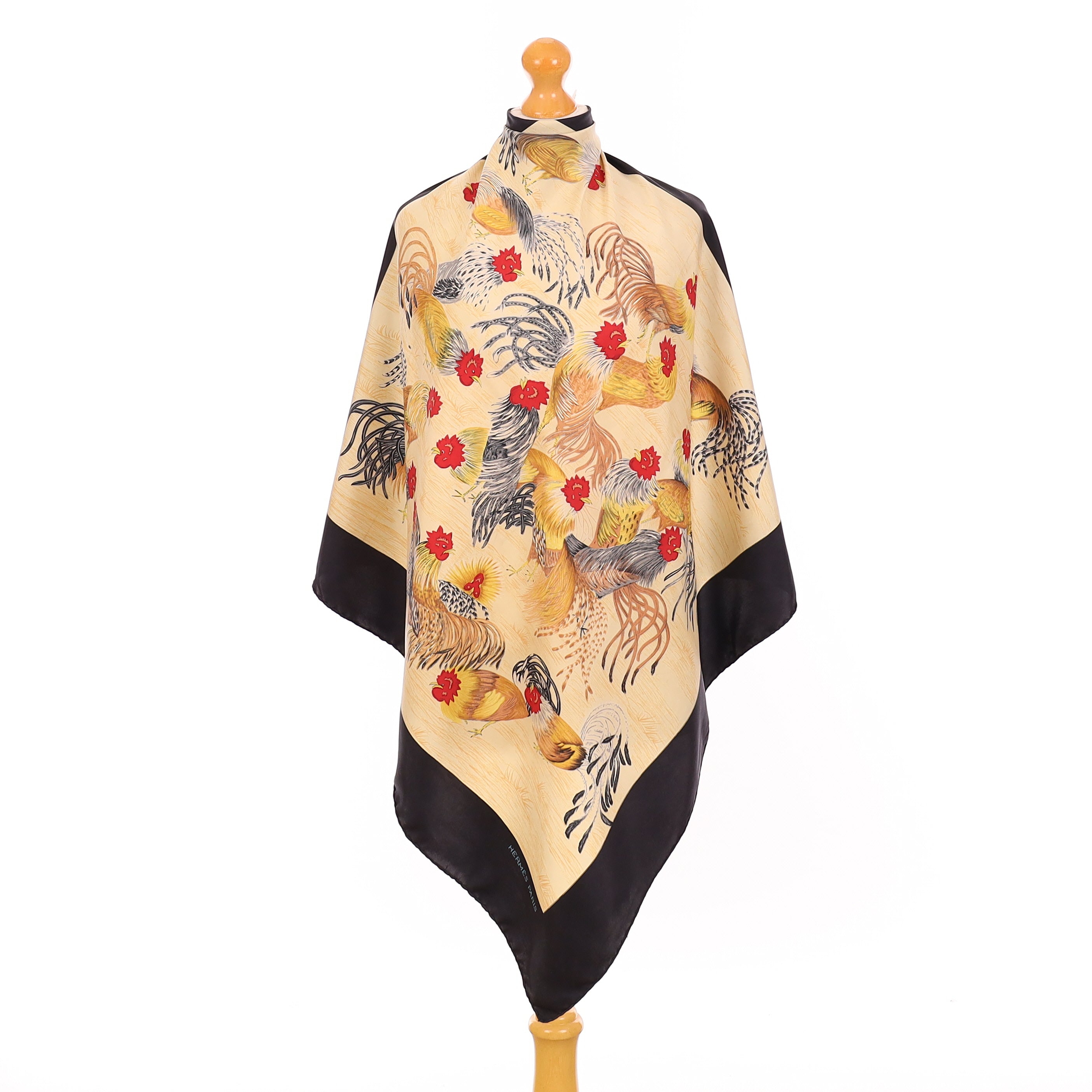 Rare Hermès Les Coqs Silk Scarf