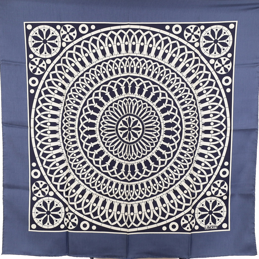 Pristine Liberty Blue Patterned Vintage Silk Scarf