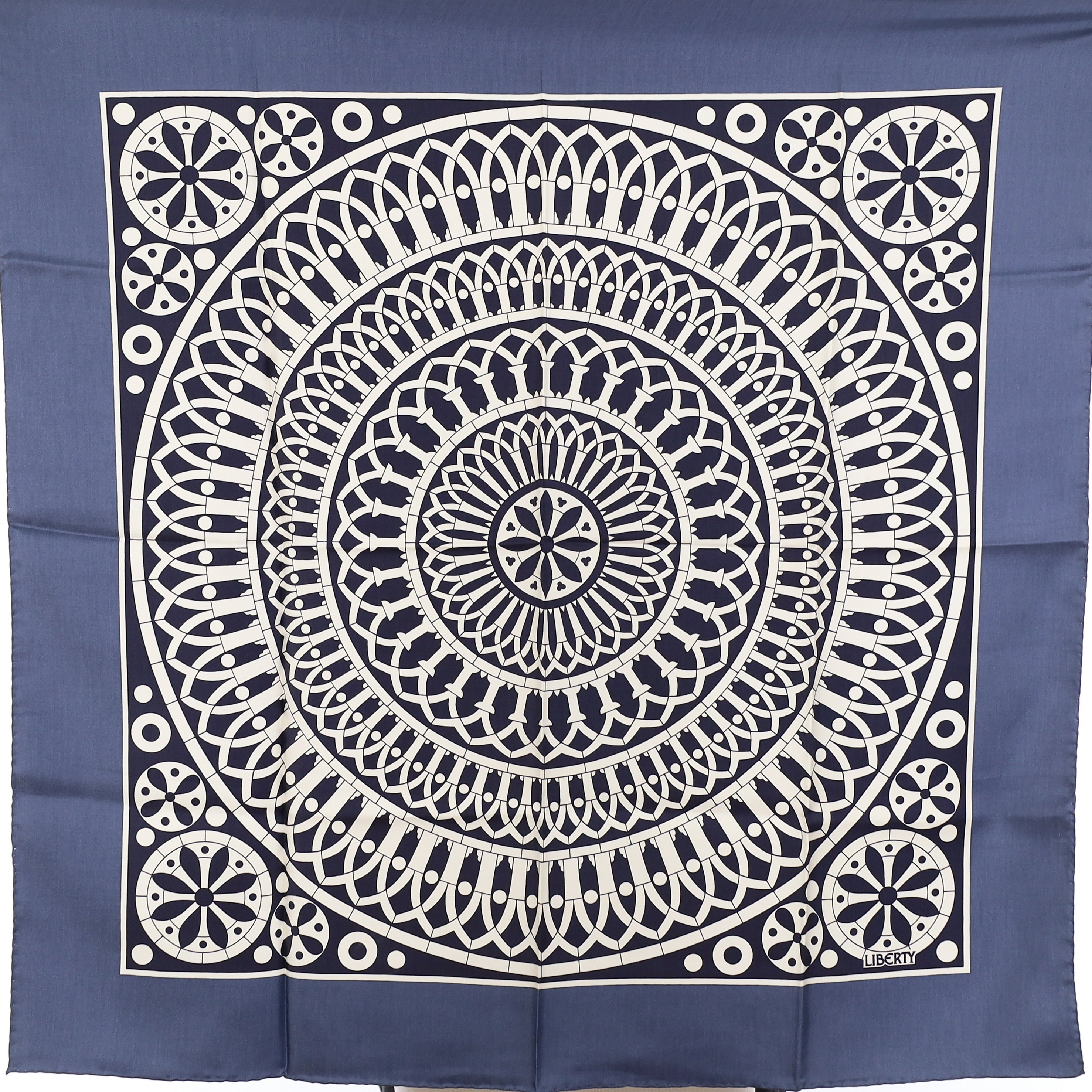 Pristine Liberty Blue Patterned Vintage Silk Scarf