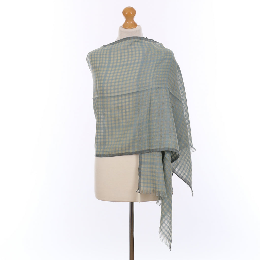 Brand New Agnona Check Silk Blend Wrap