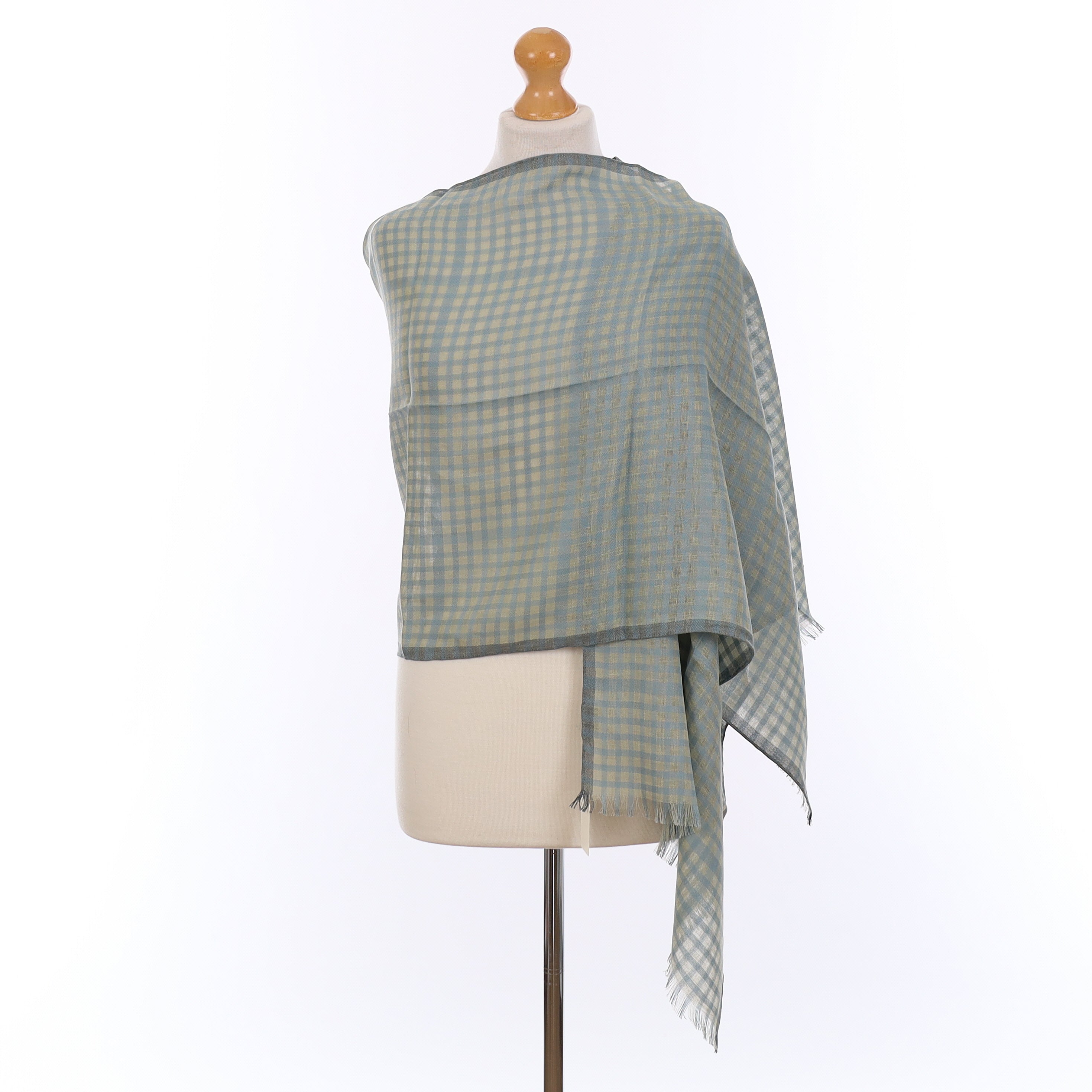 Brand New Agnona Check Silk Blend Wrap
