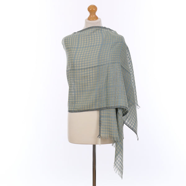 Brand New Agnona Check Silk Blend Wrap