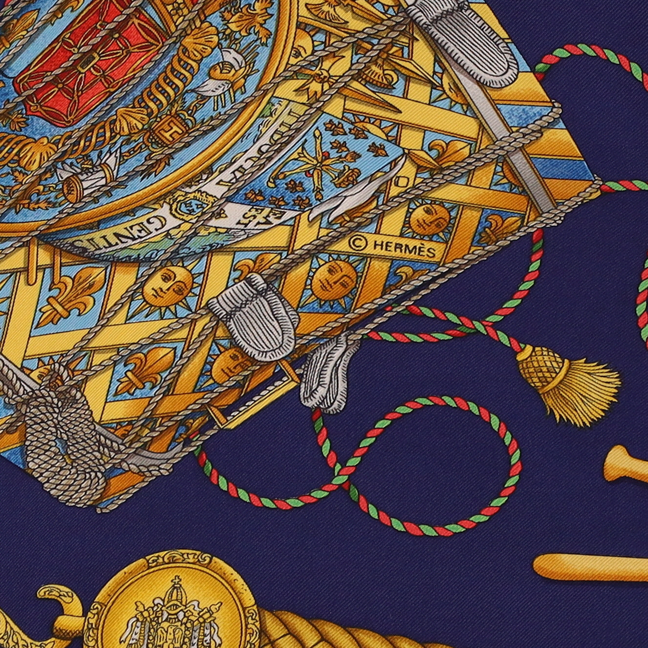 Hermès Les Tambours Silk Scarf