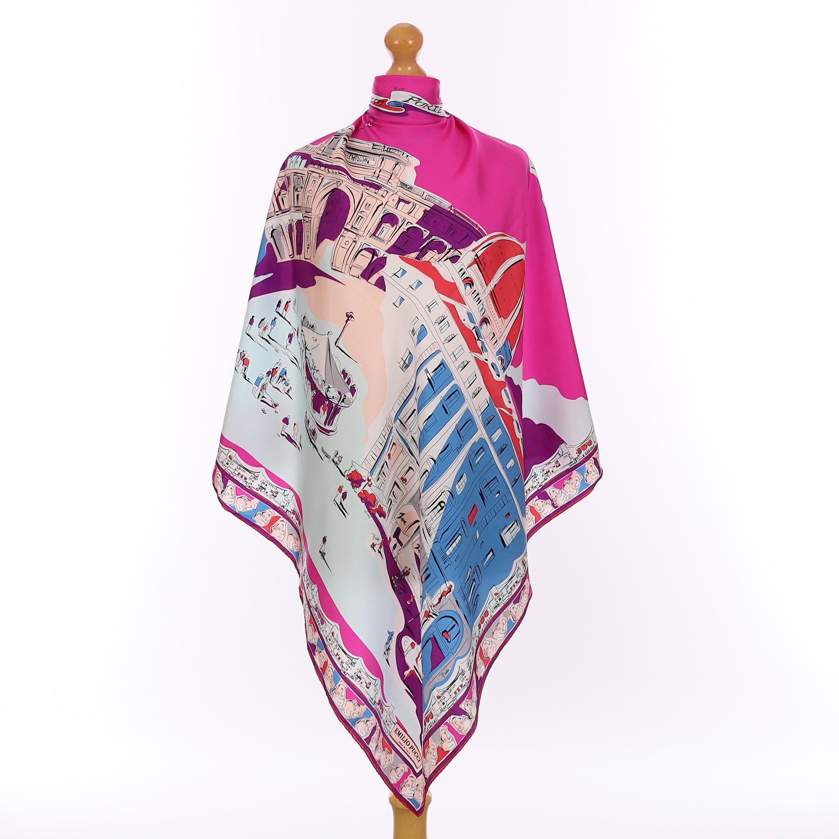 Pristine Boxed Emilio Pucci Pink City Silk Scarf