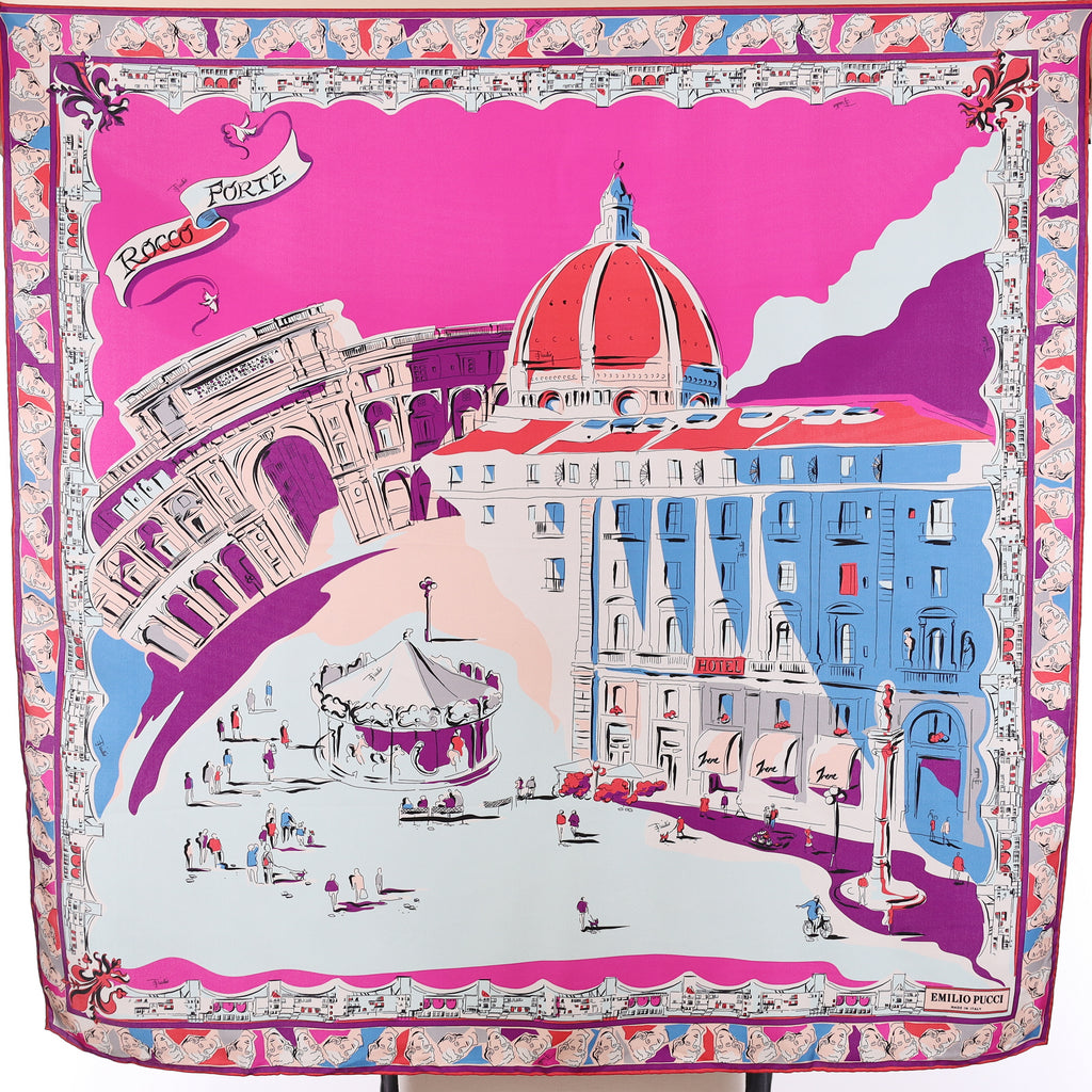 Pristine Boxed Emilio Pucci Pink City Silk Scarf