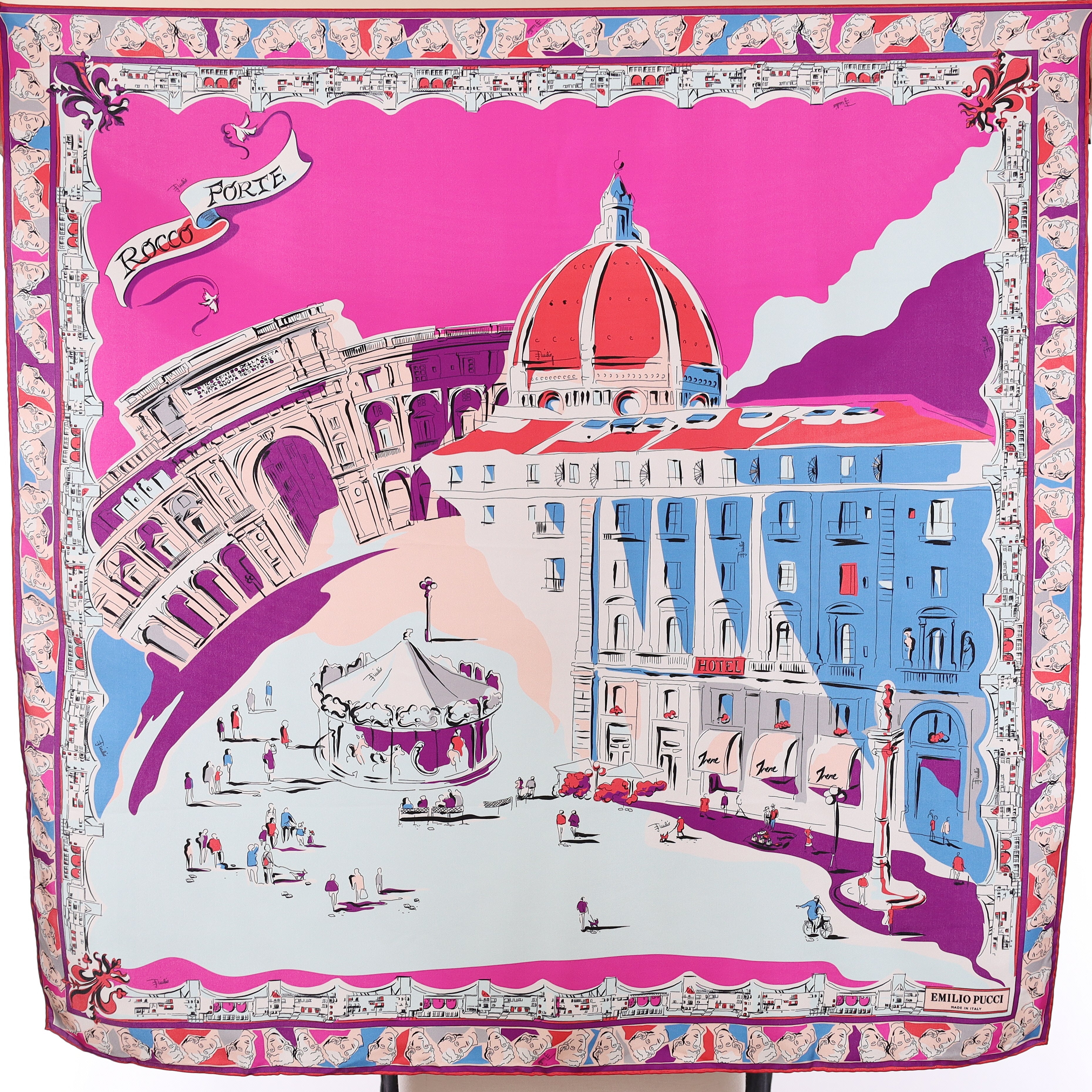 Pristine Boxed Emilio Pucci Pink City Silk Scarf