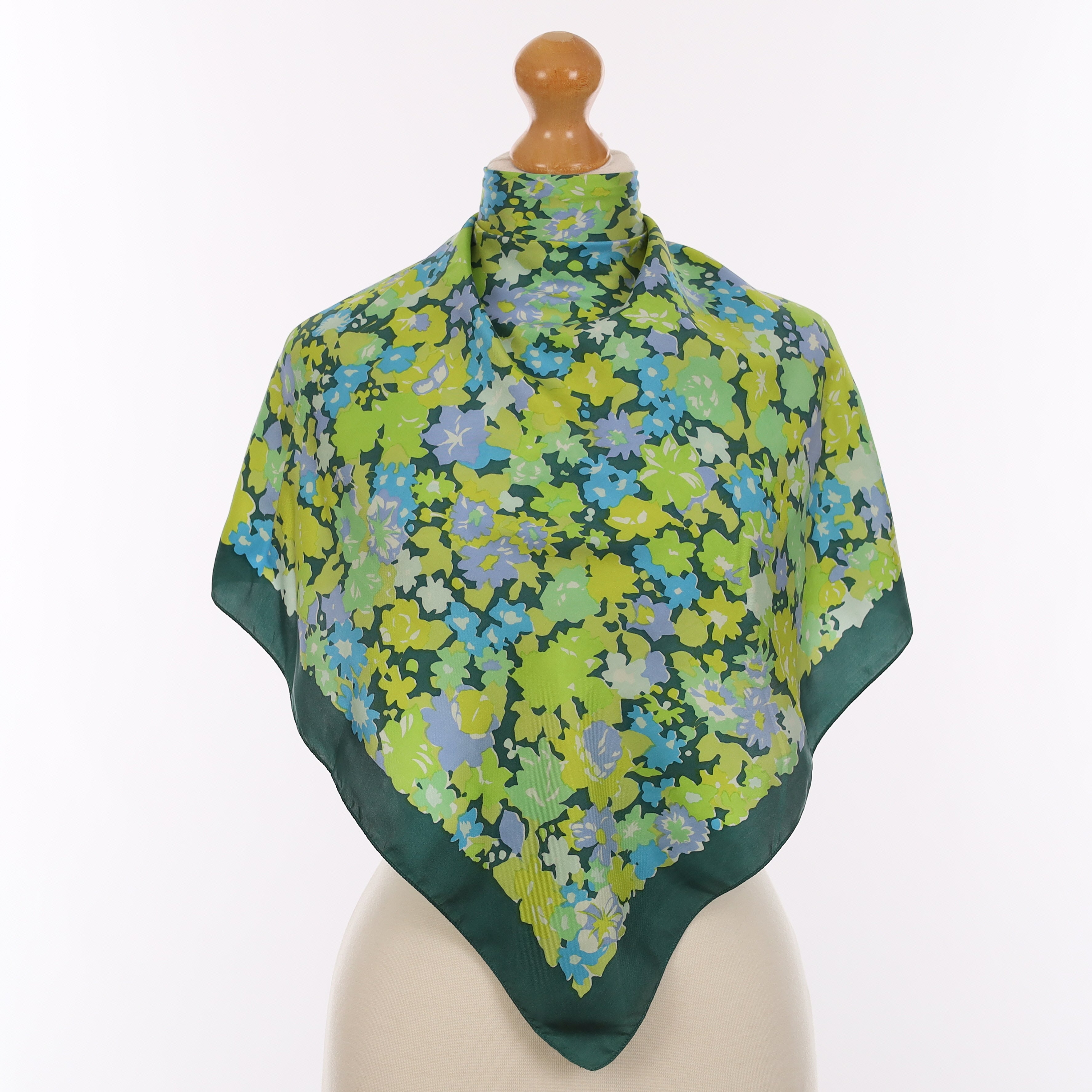 Liberty Green Floral Vintage Silk Scarf