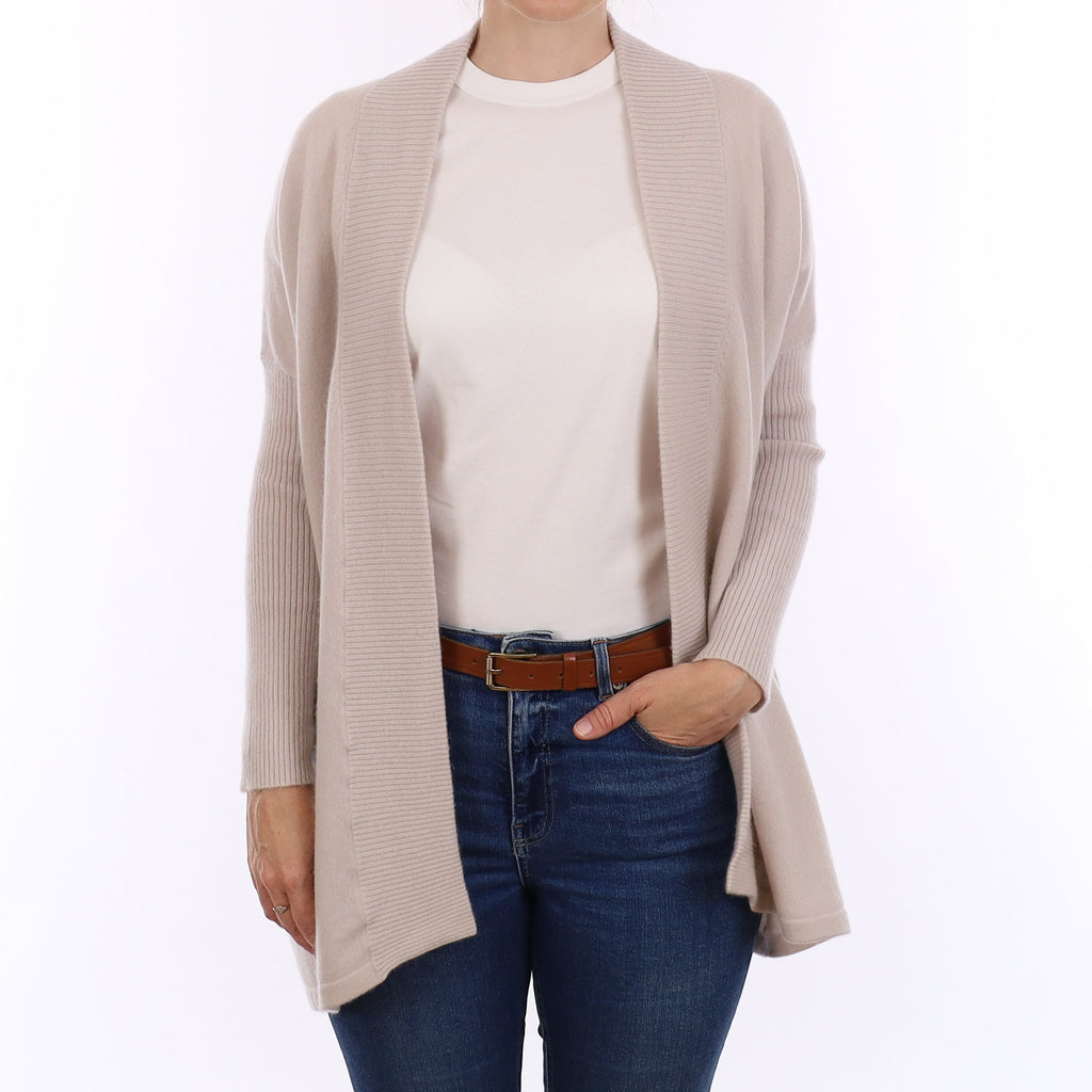 N Peal Frost Grey Cashmere Slouchy Edge to Edge Cardigan Small