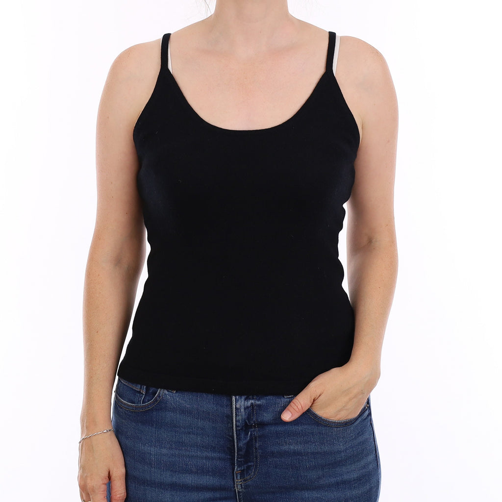 Black Cashmere Vest Top Jumper Small