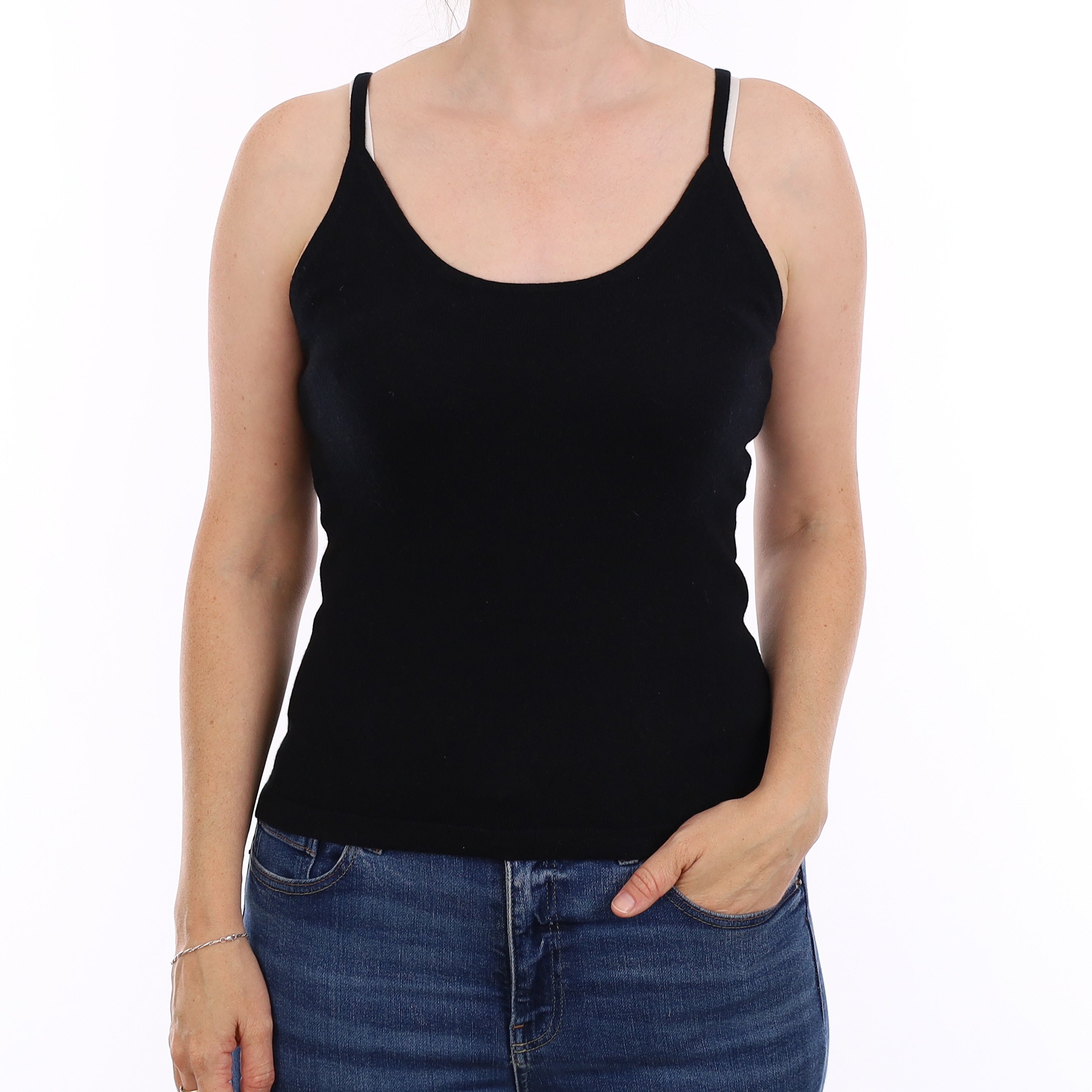 Black Cashmere Vest Top Jumper Small