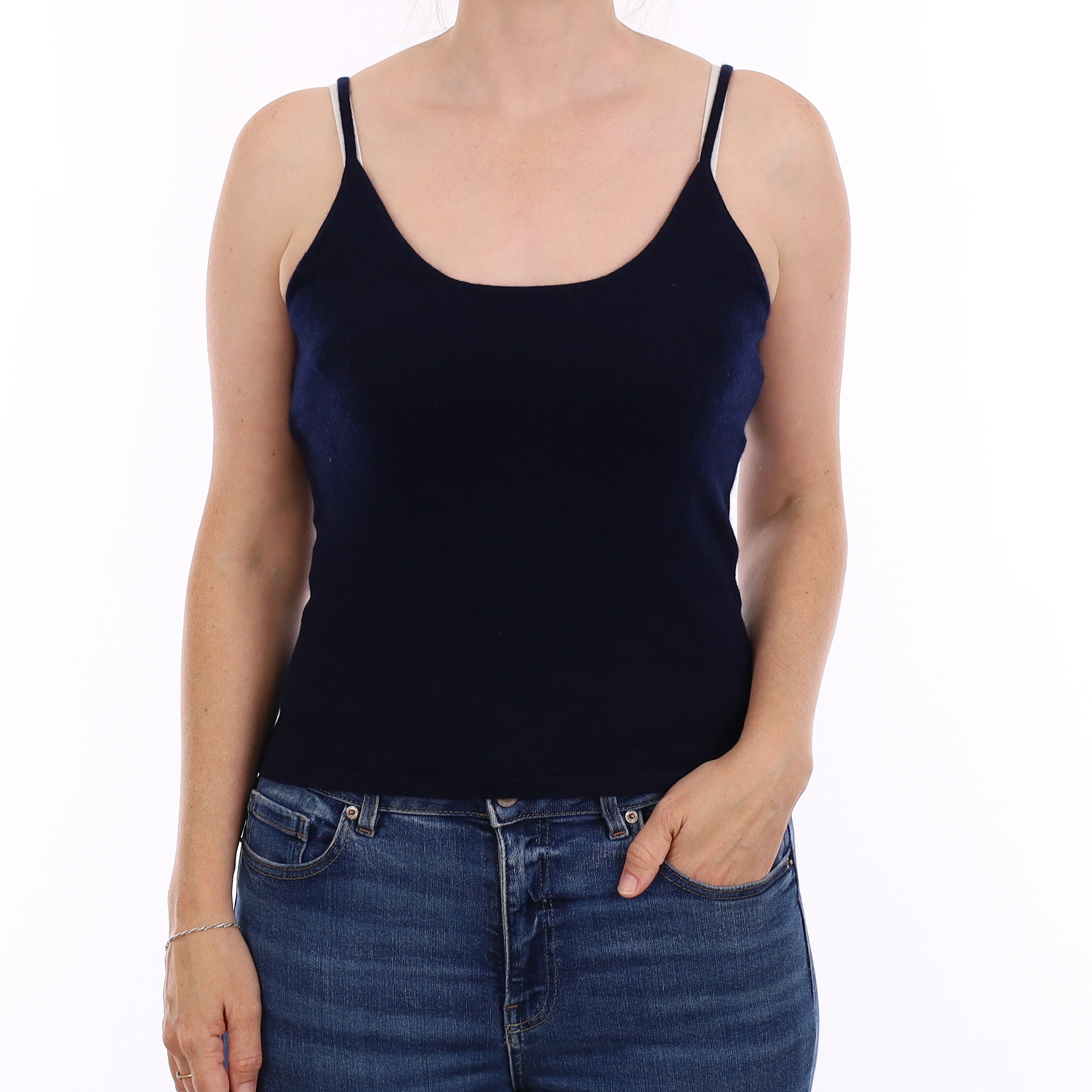 Navy Cashmere Vest Top Jumper Small