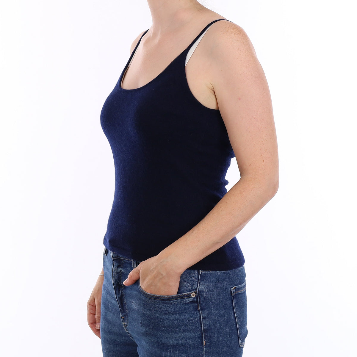 Navy Cashmere Vest Top Jumper Small