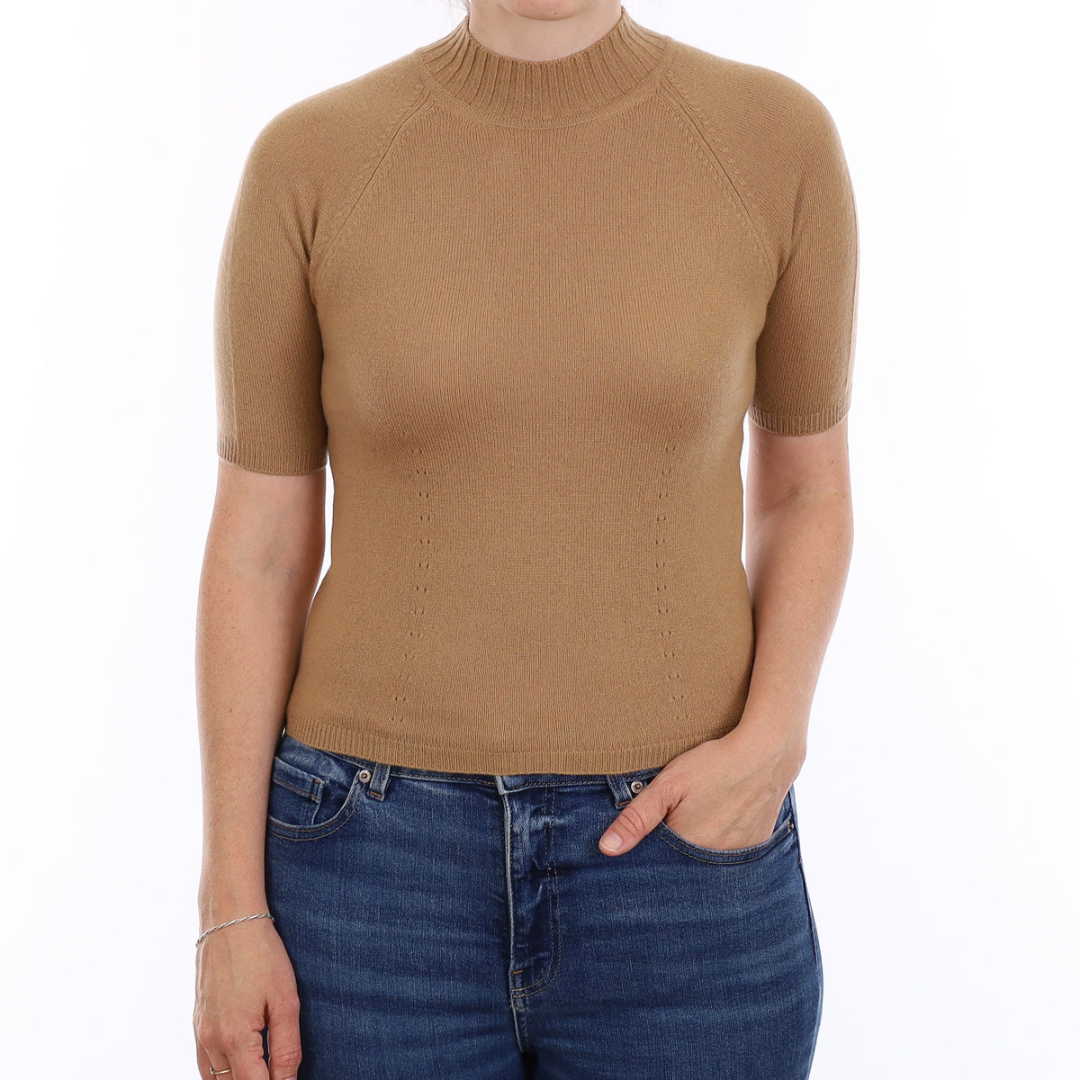 Butterscotch Cashmere Short Sleeved Turtleneck Jumper Small
