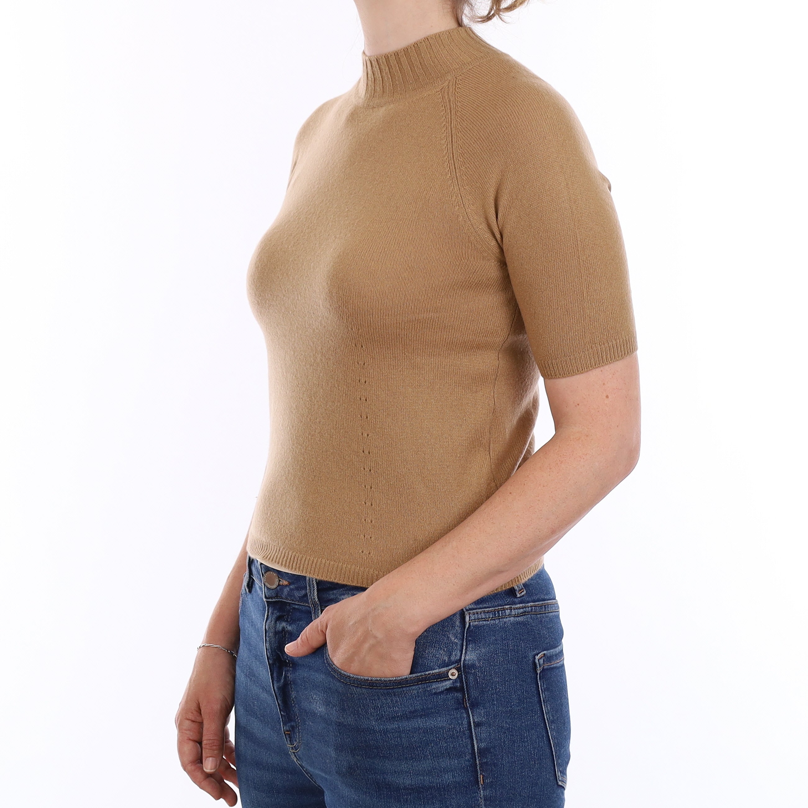 Butterscotch Cashmere Short Sleeved Turtleneck Jumper Small