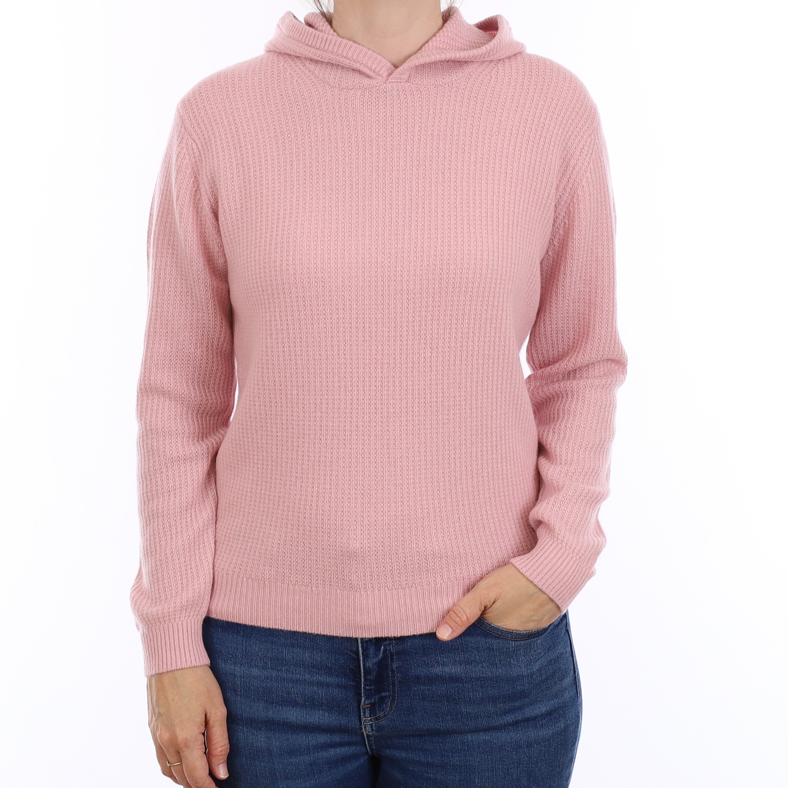 Brand New Carnation Pink Waffle Knit Hoodie Cashmere Hoodie Jumper Small