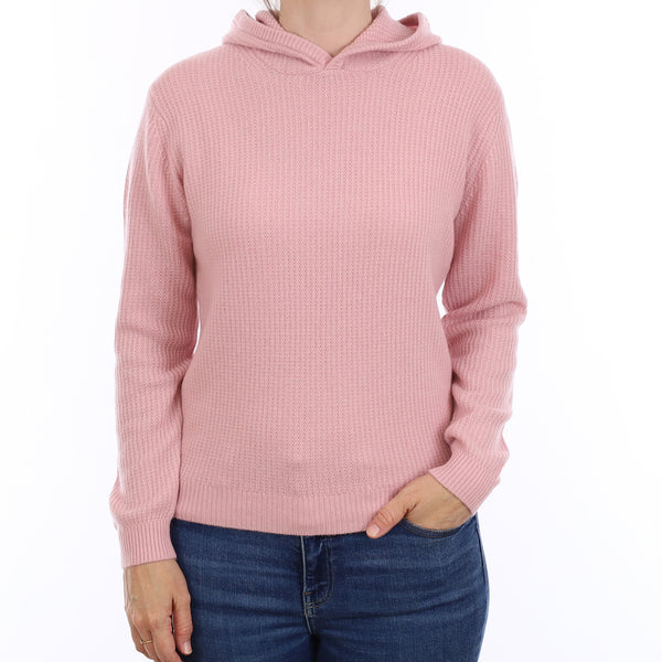 Brand New Carnation Pink Waffle Knit Hoodie Cashmere Hoodie Jumper Small