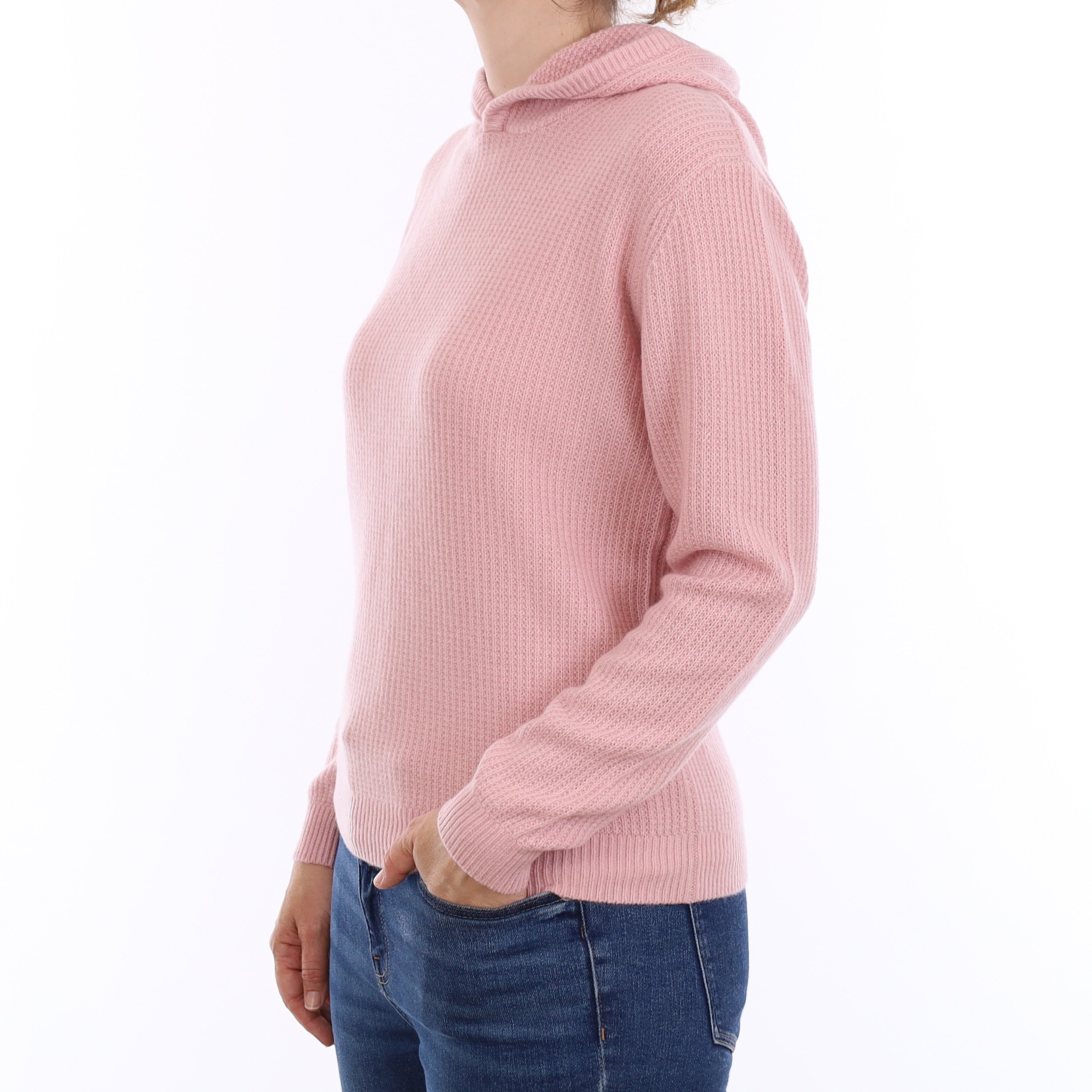 Brand New Carnation Pink Waffle Knit Hoodie Cashmere Hoodie Jumper Small