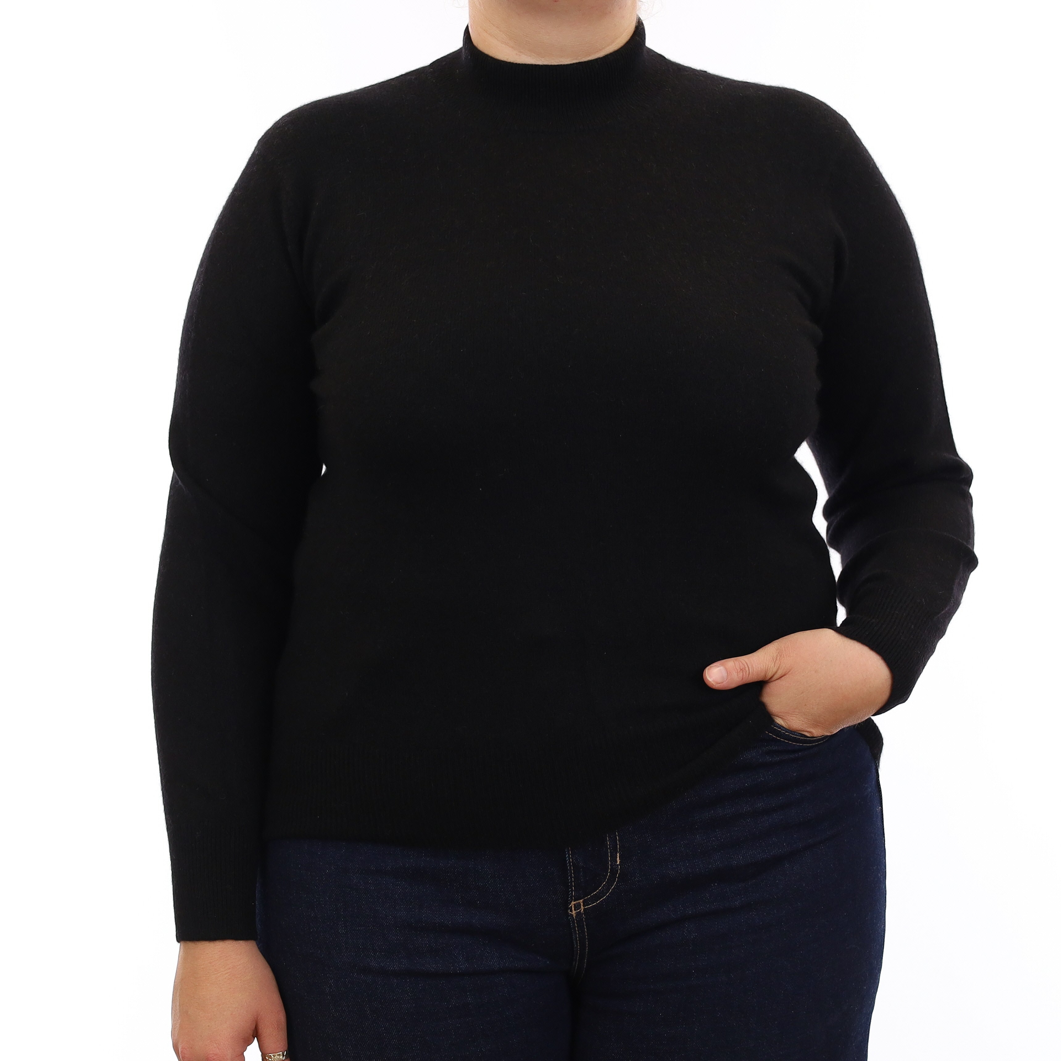 Black Cashmere Turtleneck Jumper Large