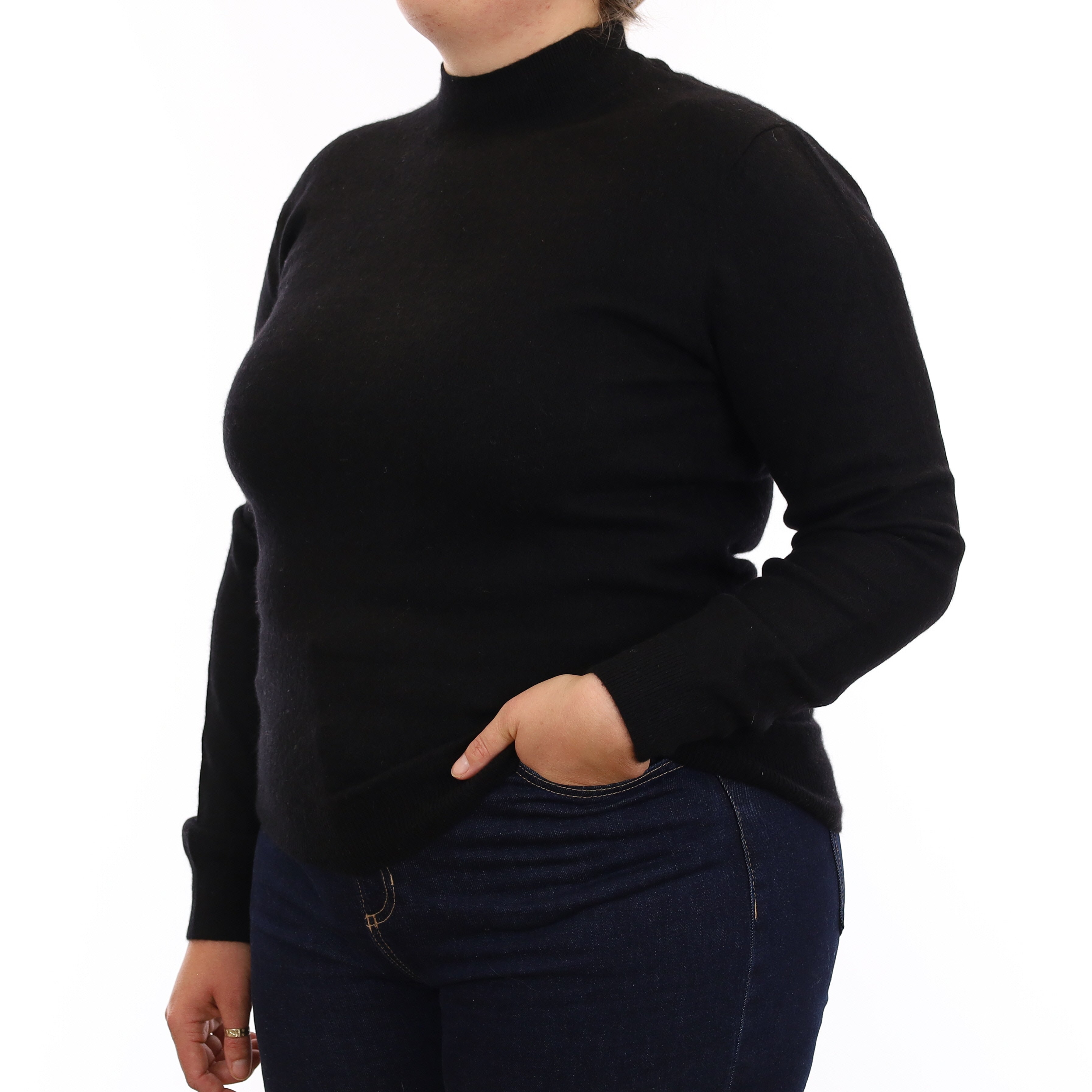 Black Cashmere Turtleneck Jumper Large