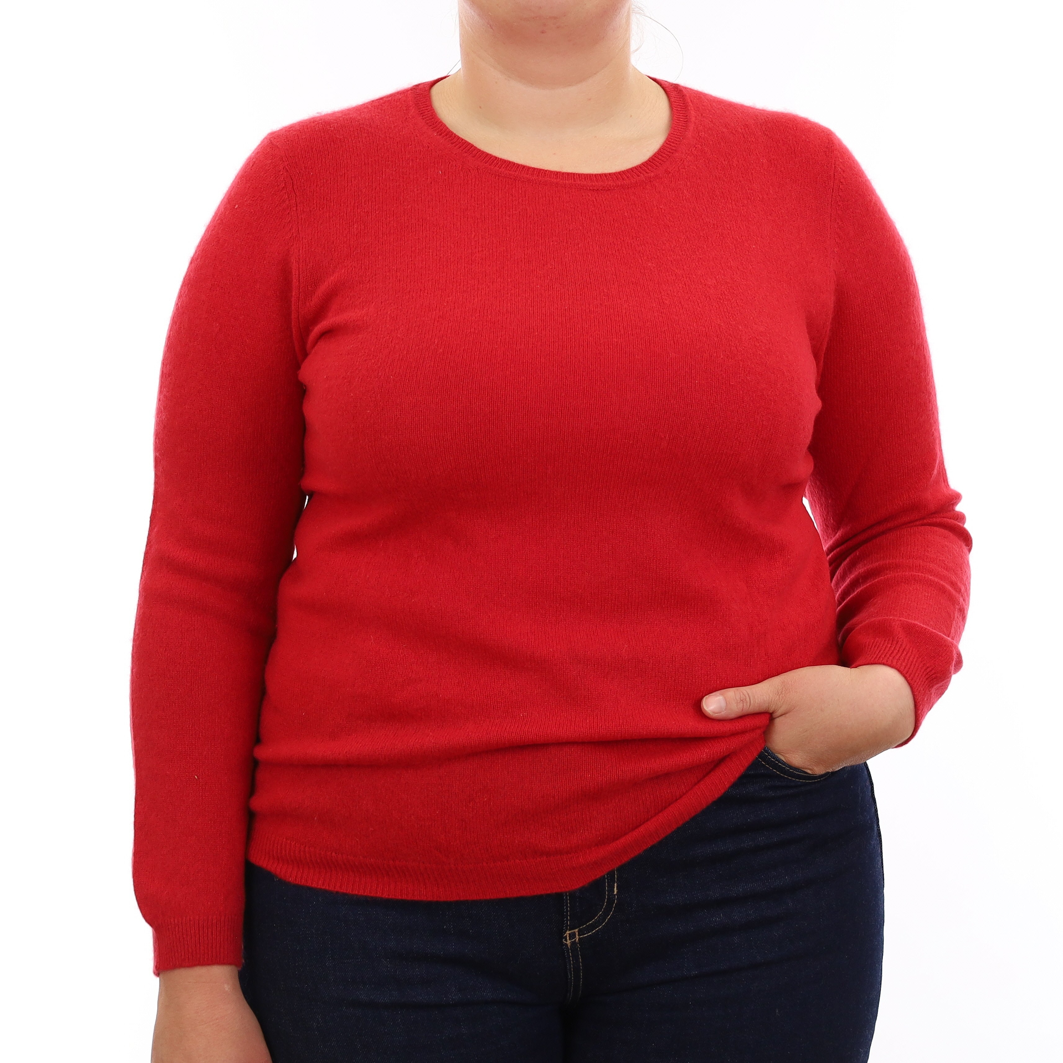Berry Red Cashmere Crew Neck Jumper Large