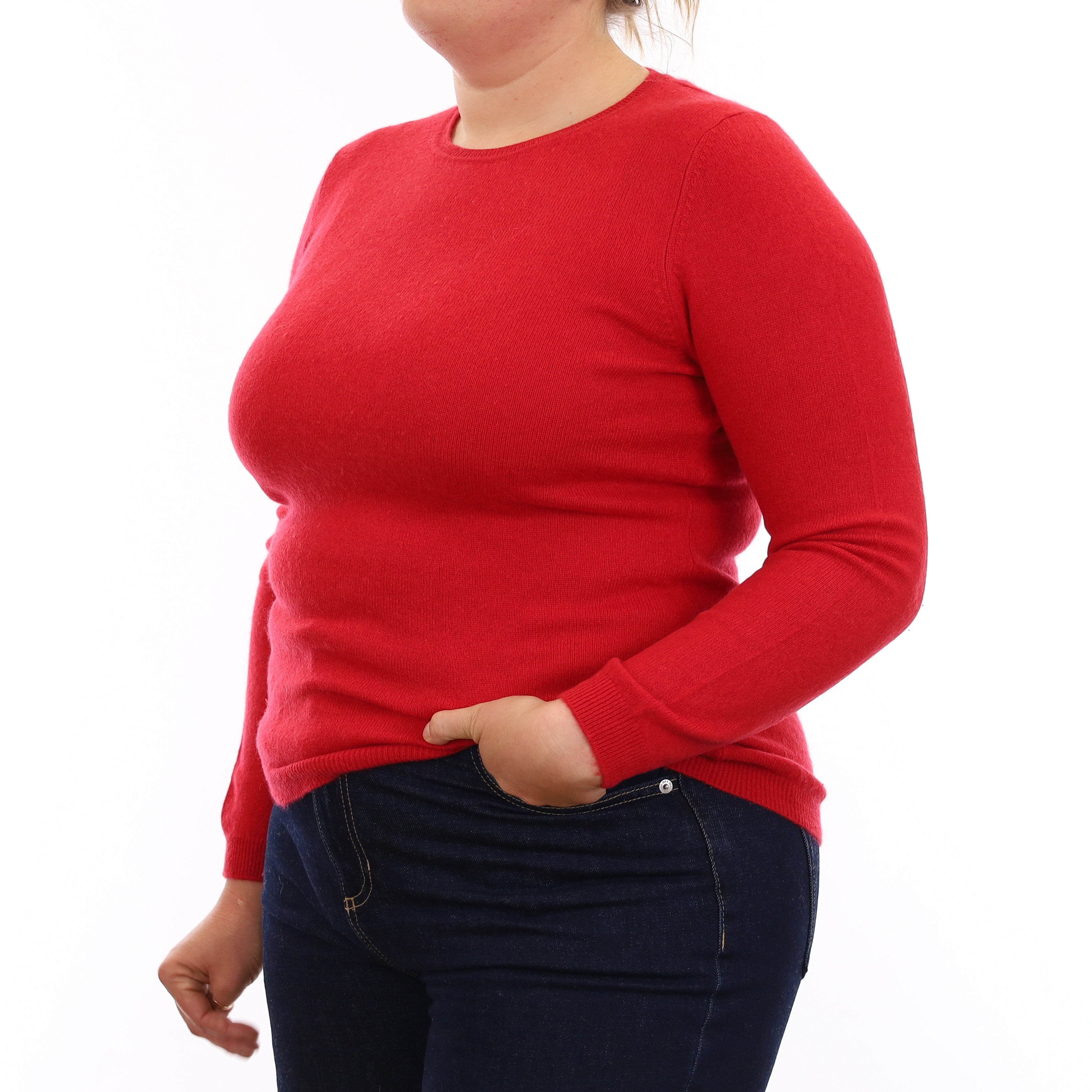 Spanish Red Cashmere Crew Neck Jumper Large