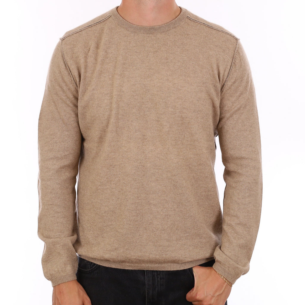 Men's Taupe Brown Cashmere Crew Neck Jumper XXL