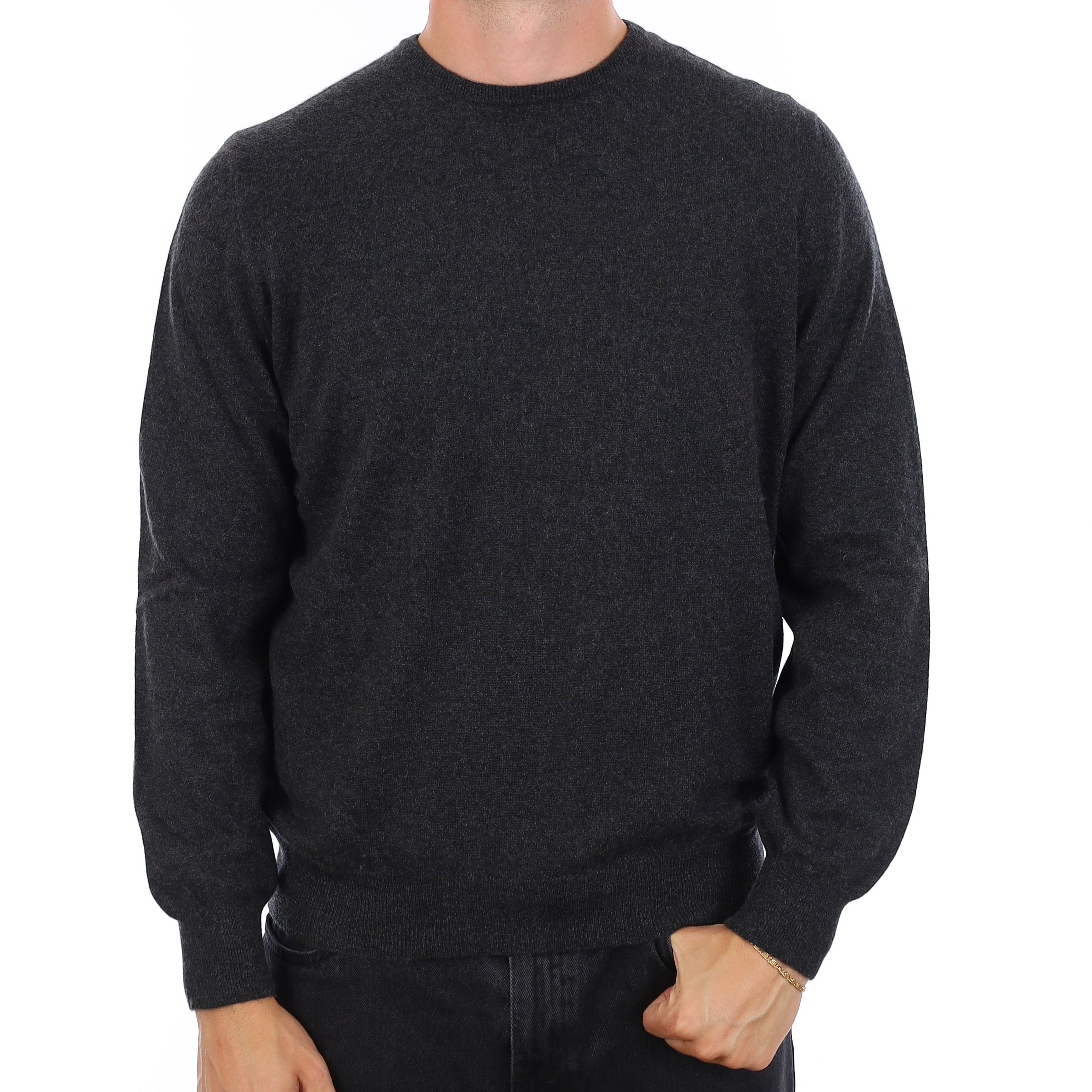 Men's Gran Sasso Charcoal Grey Cashmere Crew Neck Jumper XL