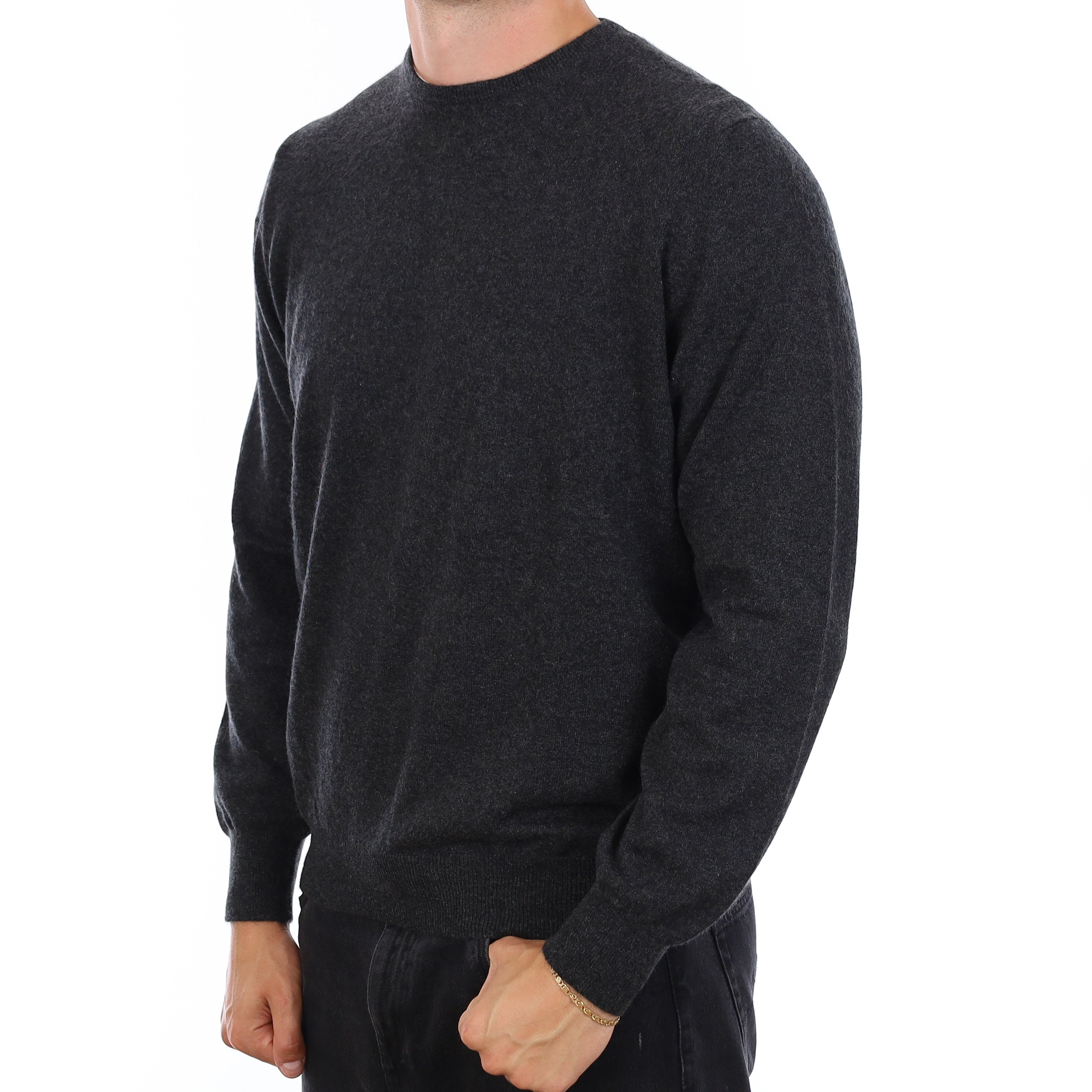 Men's Gran Sasso Charcoal Grey Cashmere Crew Neck Jumper XL