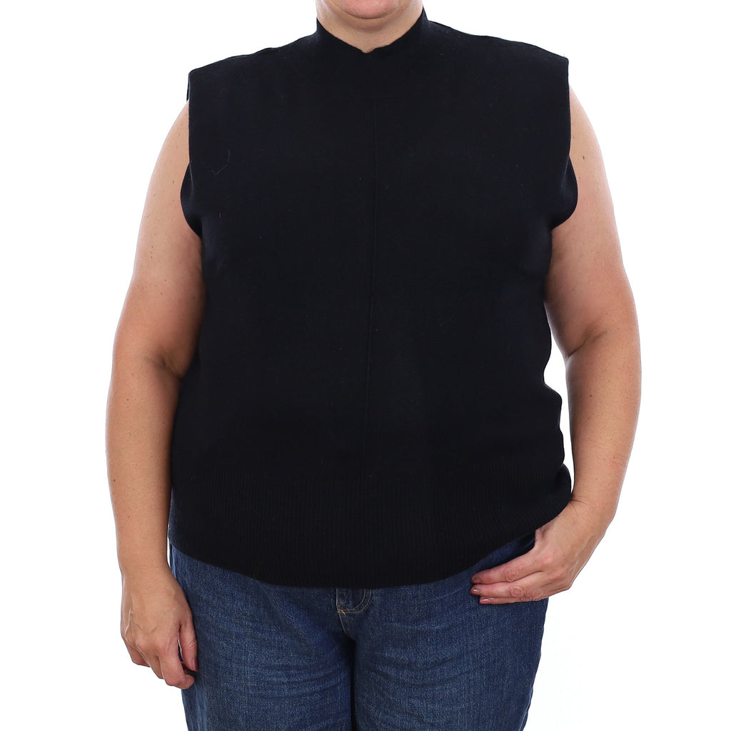 Black Cashmere Sleeveless Turntle Neck Jumper Extra Large