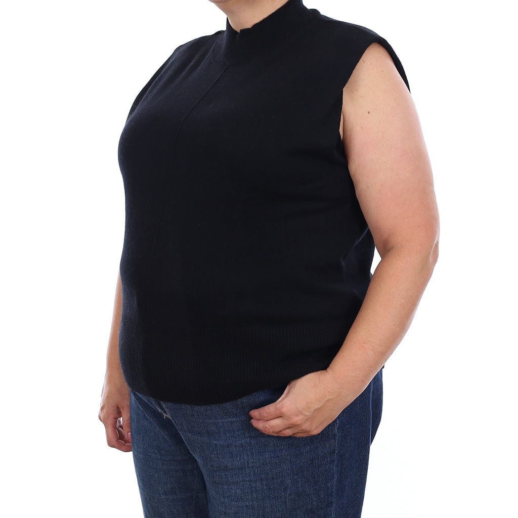 Black Cashmere Sleeveless Turntle Neck Jumper Extra Large
