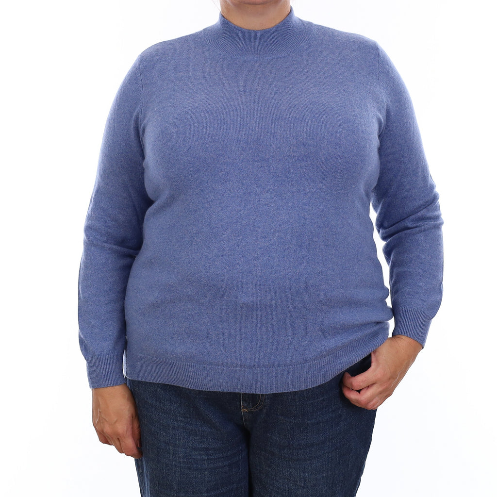 Denim Blue Cashmere Turtle Neck Jumper Extra Large