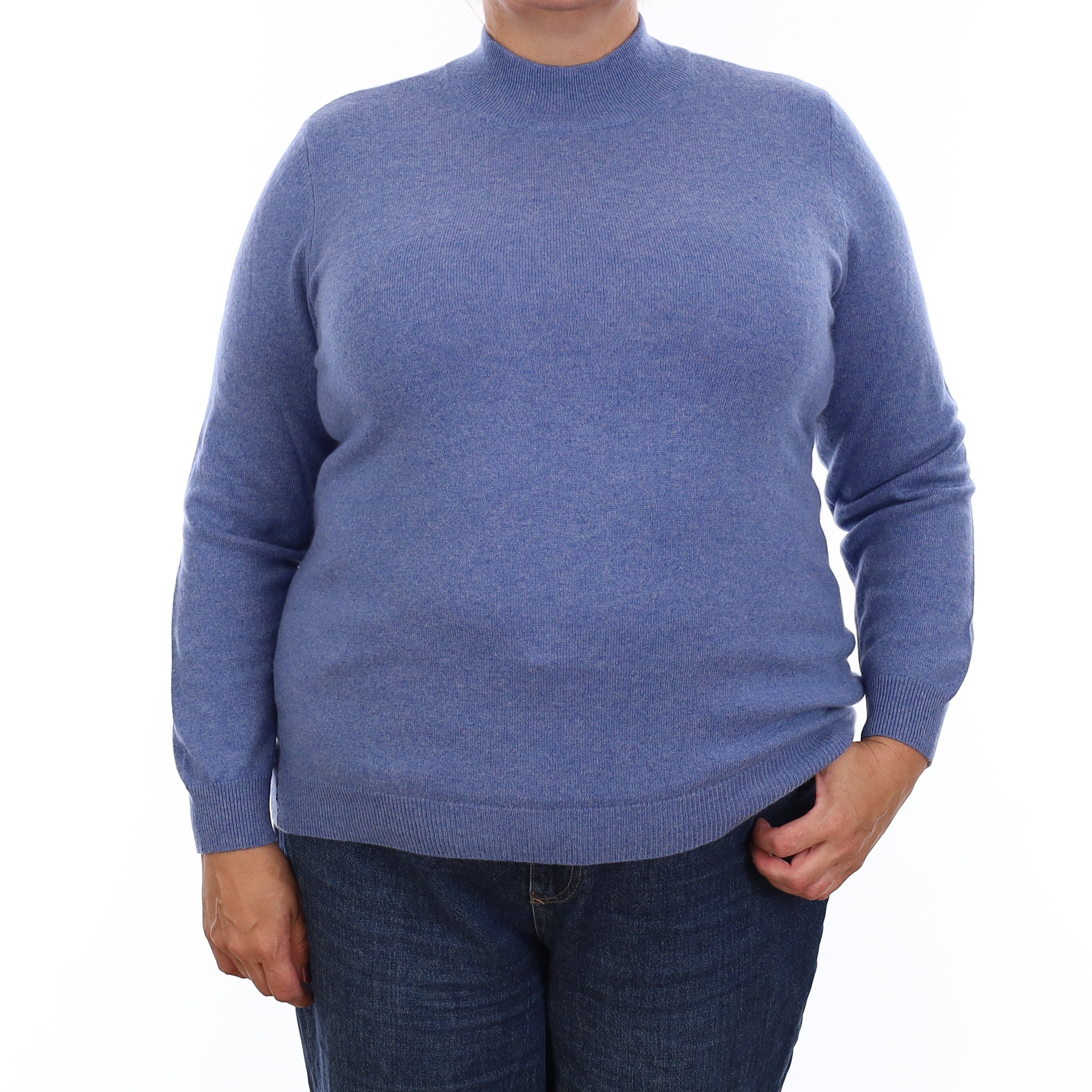 Denim Blue Cashmere Turtle Neck Jumper Extra Large