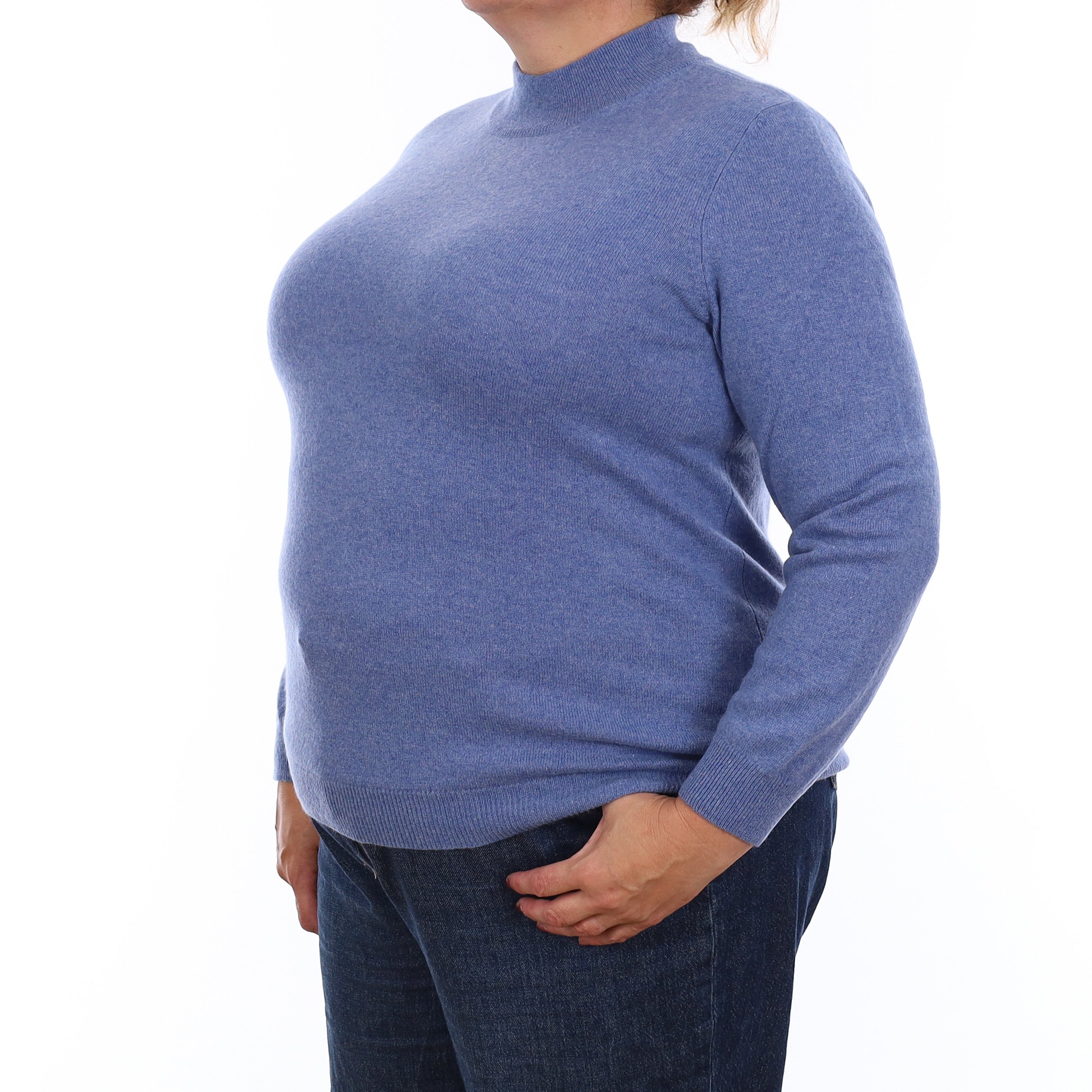 Denim Blue Cashmere Turtle Neck Jumper Extra Large