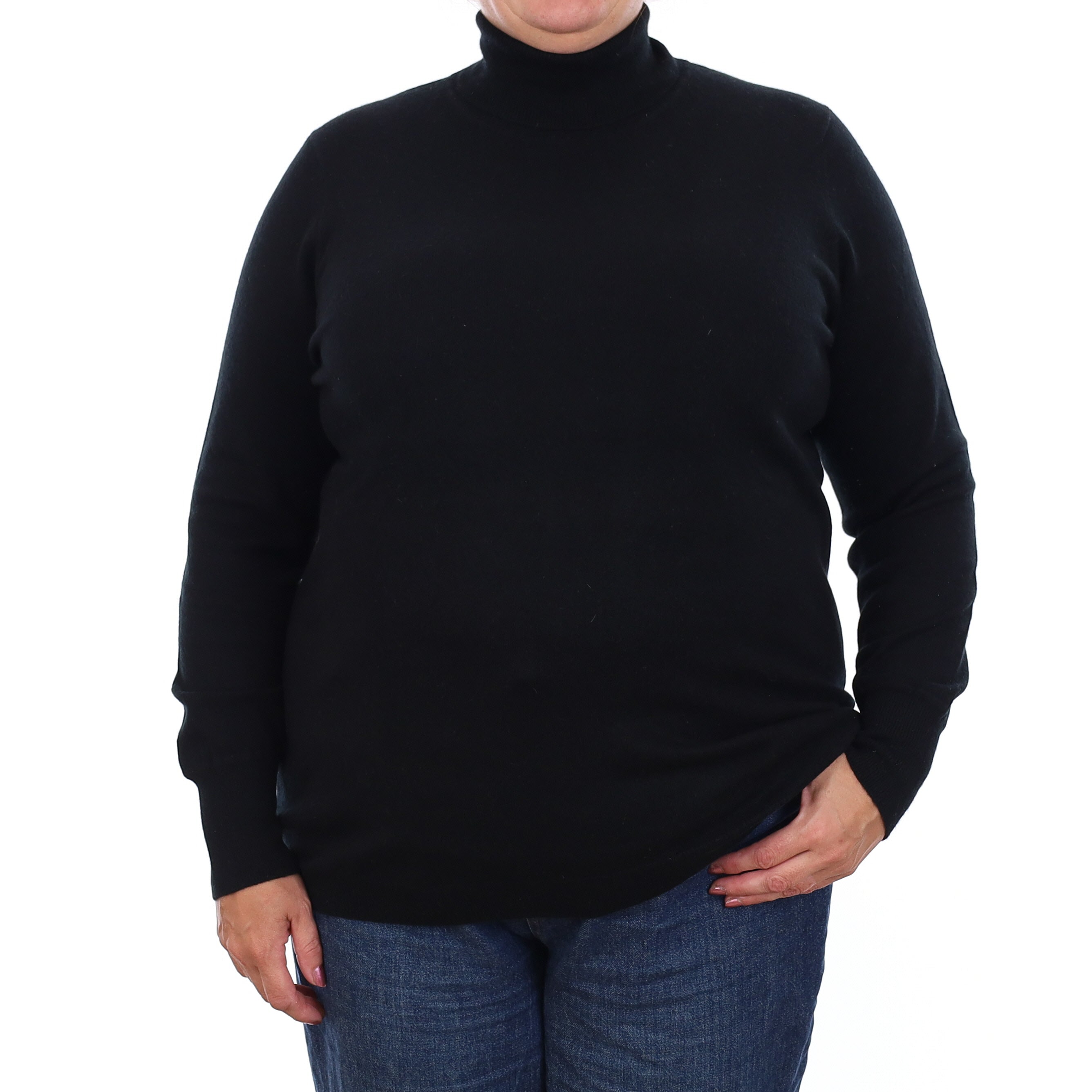 Black Cashmere Polo Neck Jumper Extra Large