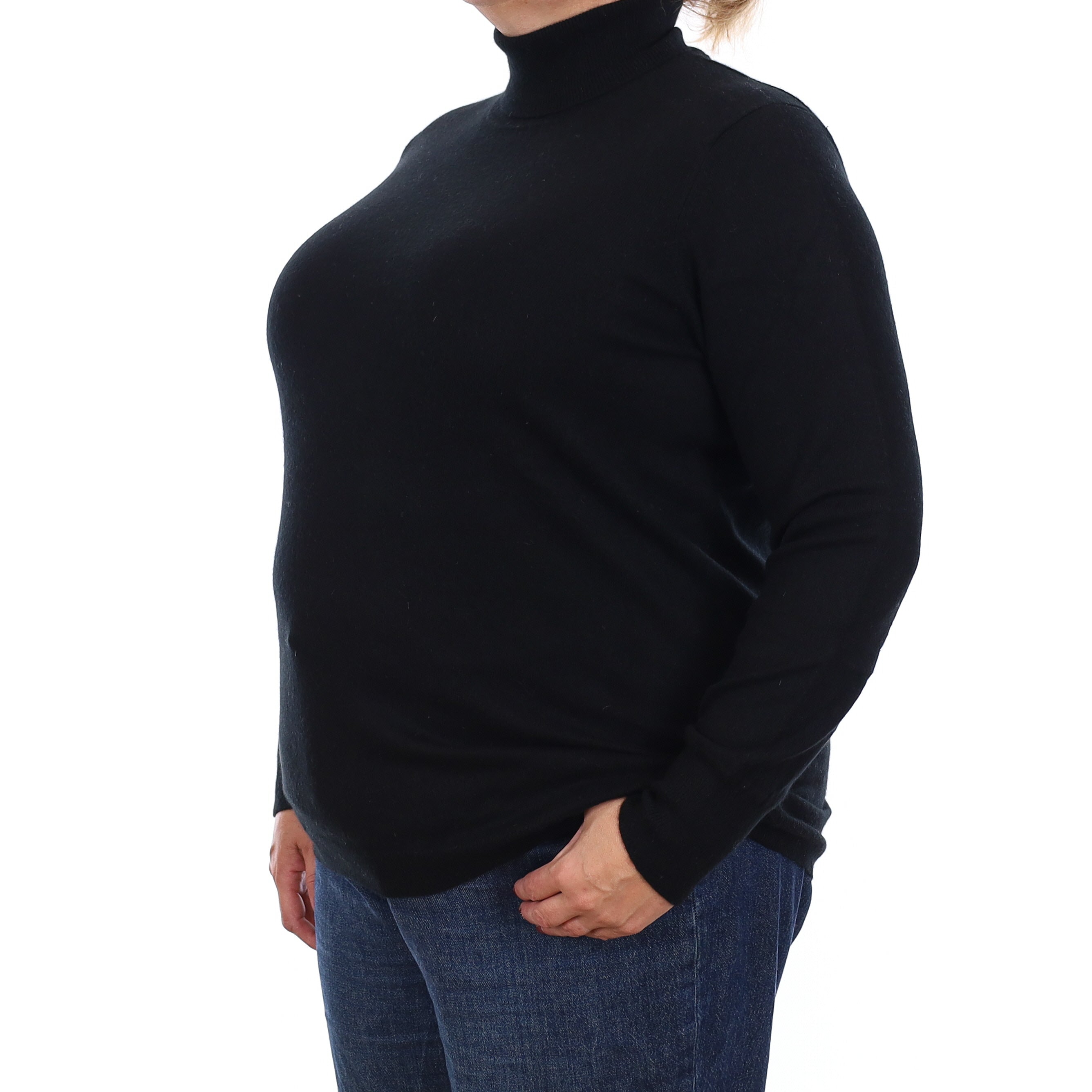 Black Cashmere Polo Neck Jumper Extra Large