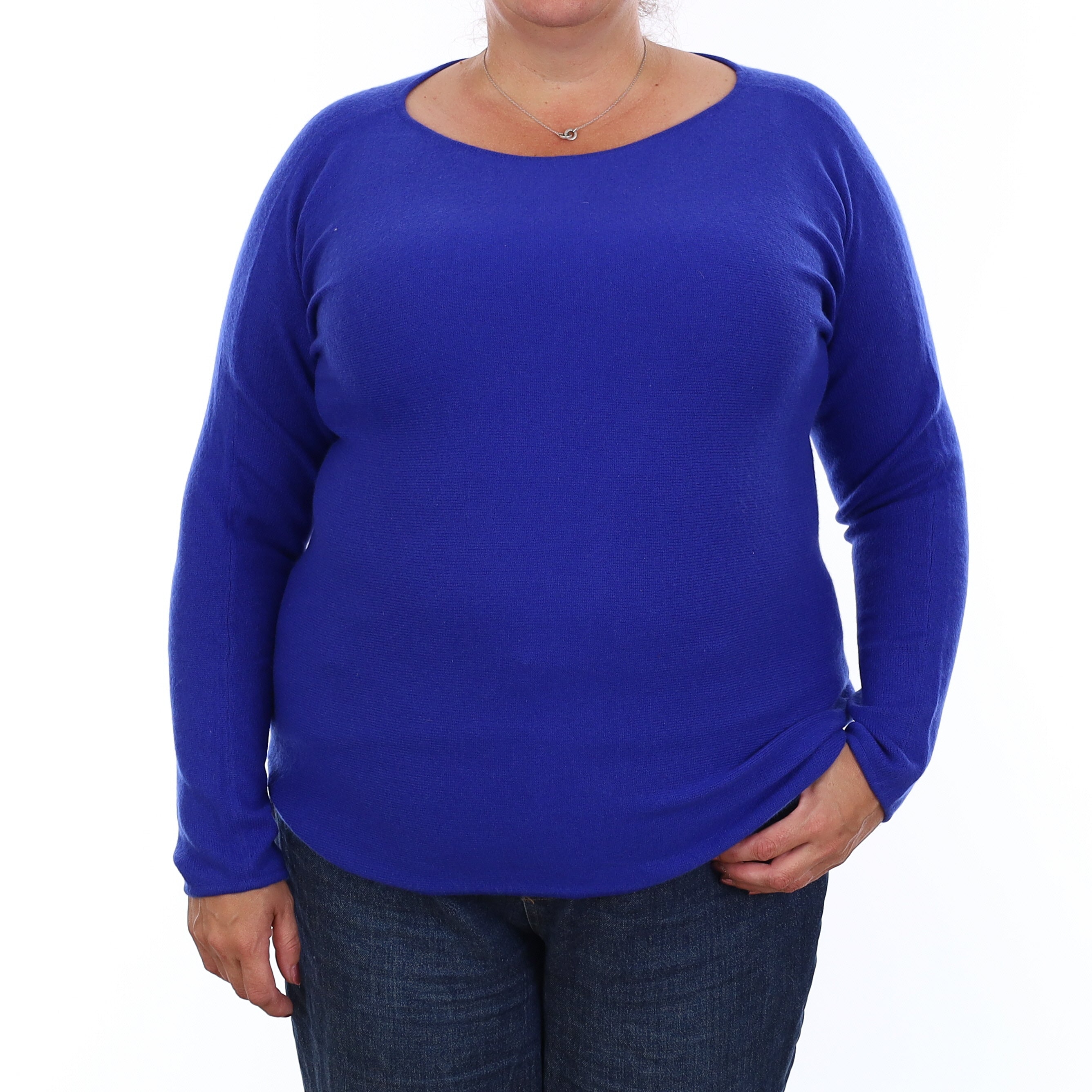 Royal Blue Cashmere Batwing Boat Neck Jumper Extra Large