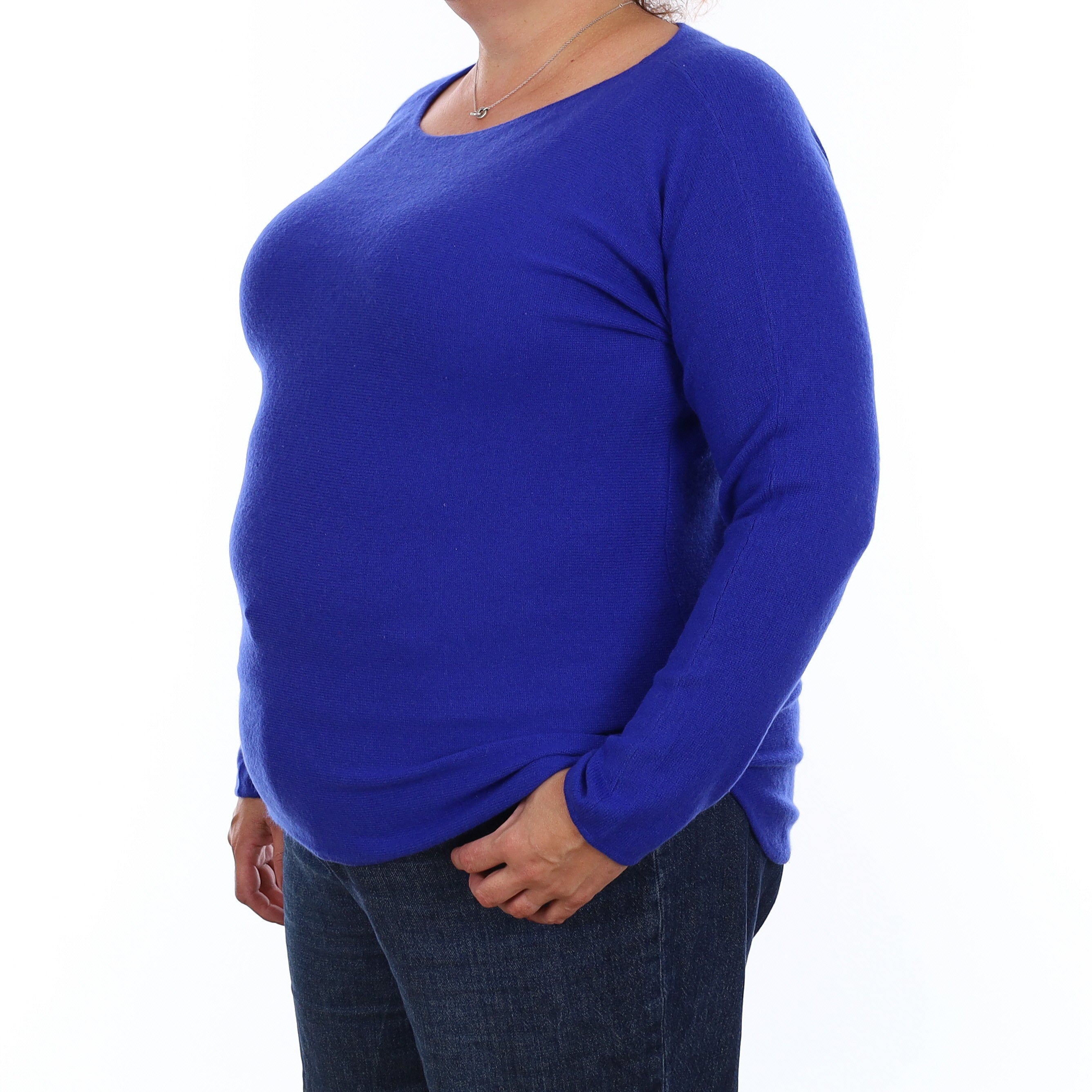 Royal Blue Cashmere Batwing Boat Neck Jumper Extra Large