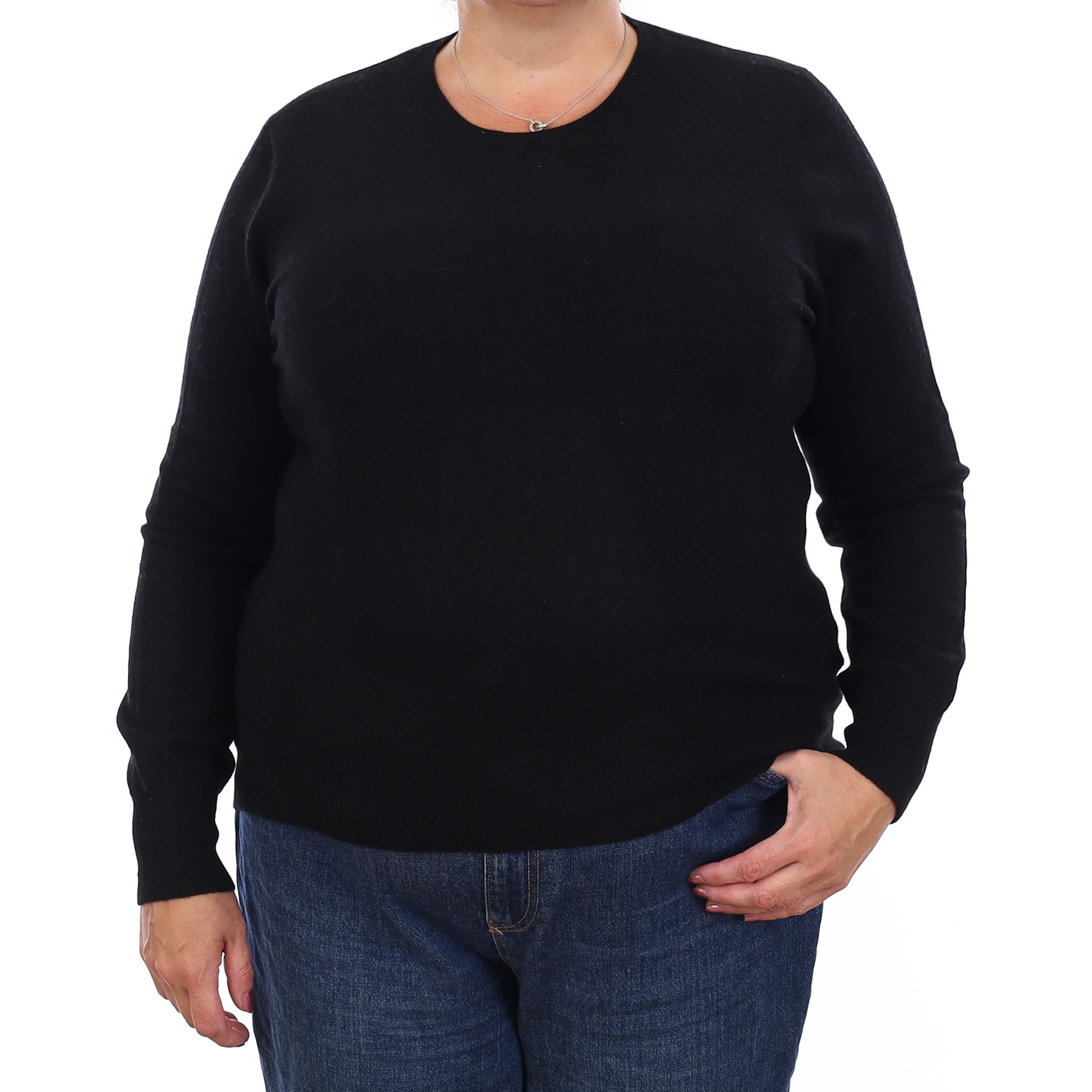 Black Cashmere Crew Neck Jumper Extra Large