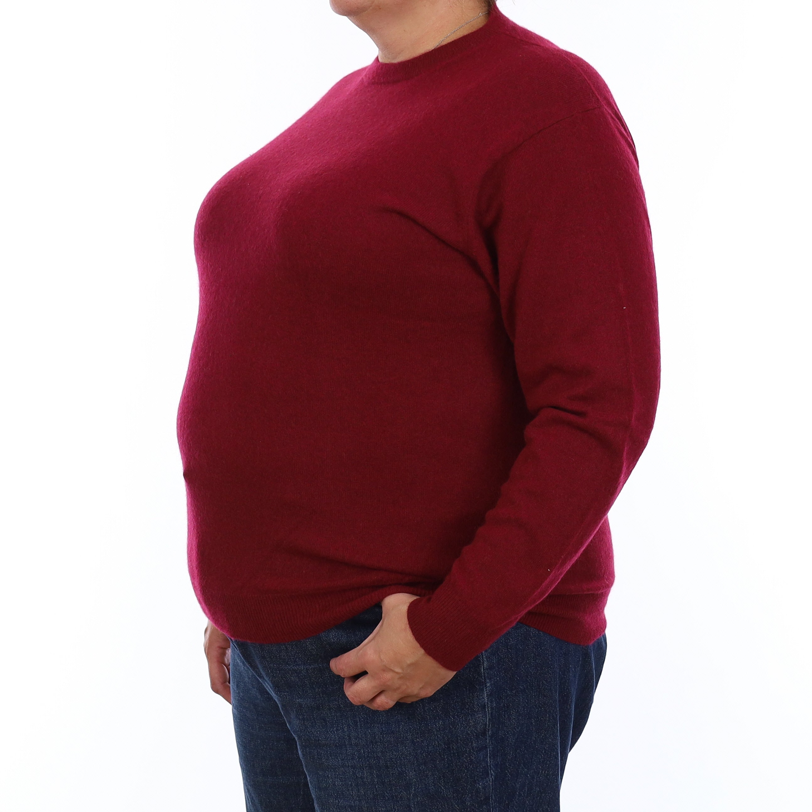 Wine Red Cashmere Crew Neck Jumper Extra Large