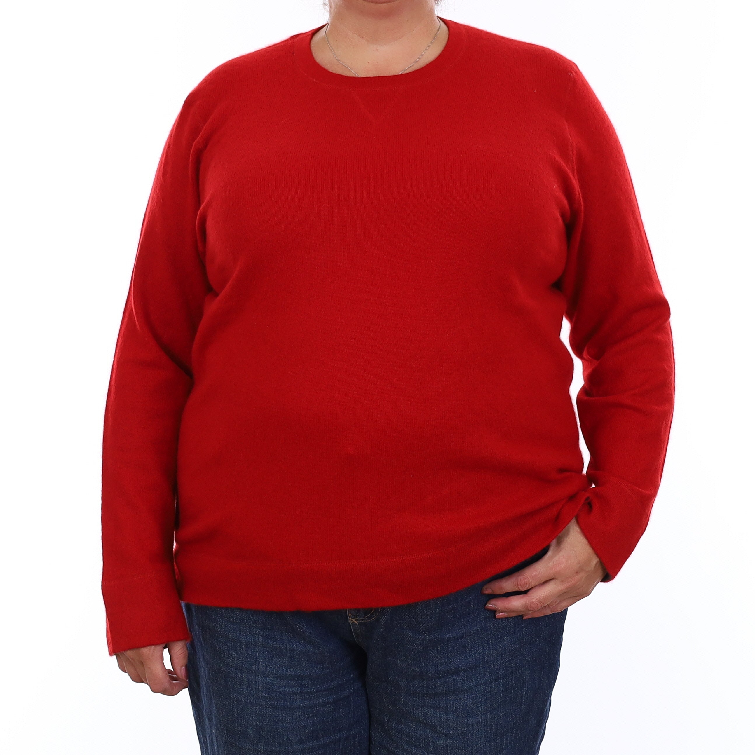 Post Box Red Cashmere Crew Neck Jumper Extra Large
