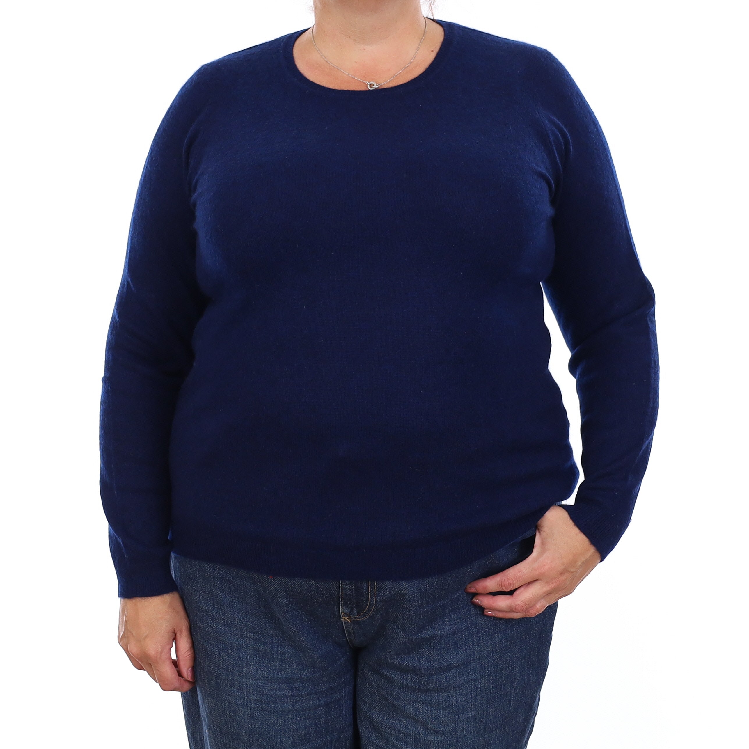 Navy and Black Marl Cashmere Crew Neck Jumper Extra Large