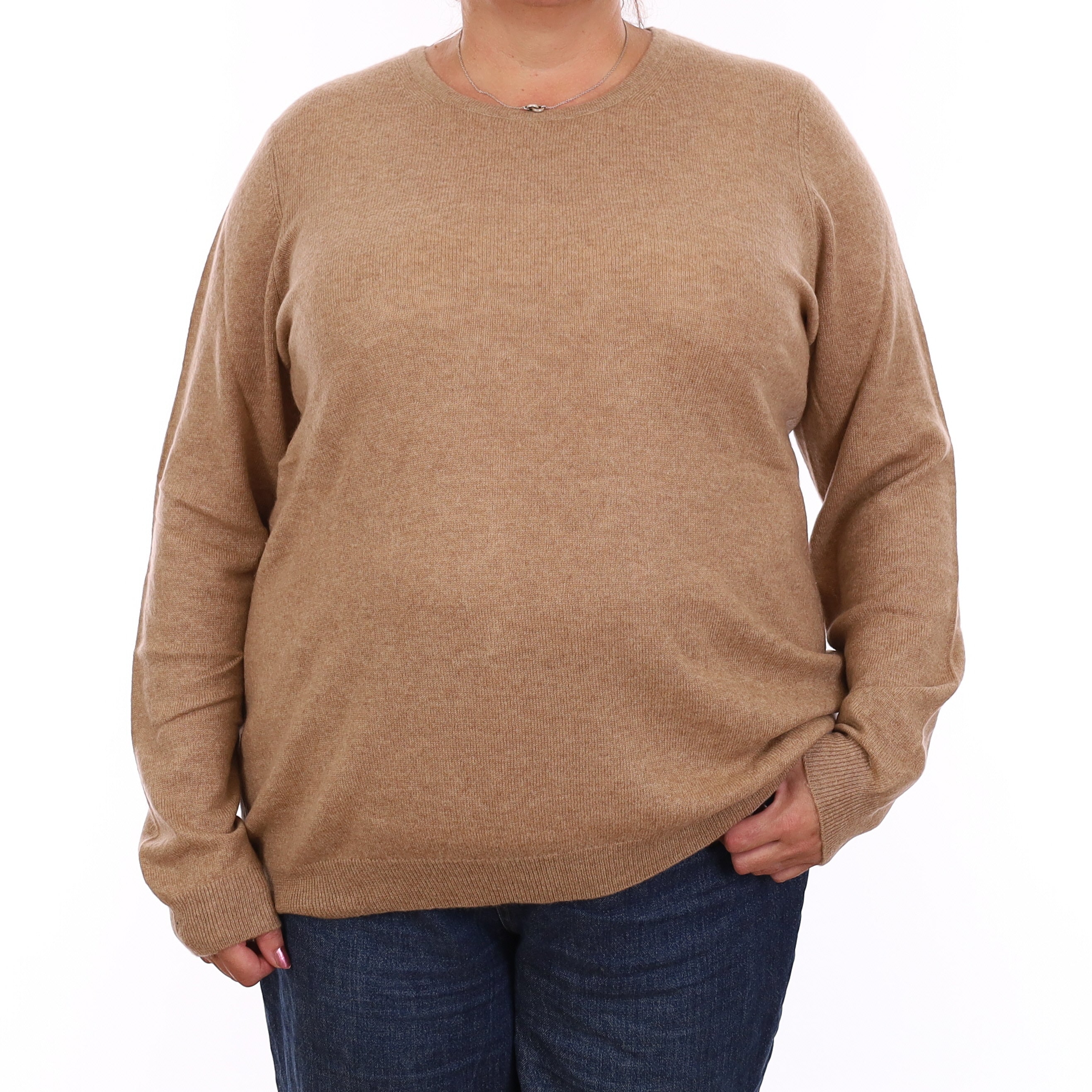 Camel Brown Cashmere Crew Neck Jumper XXXL