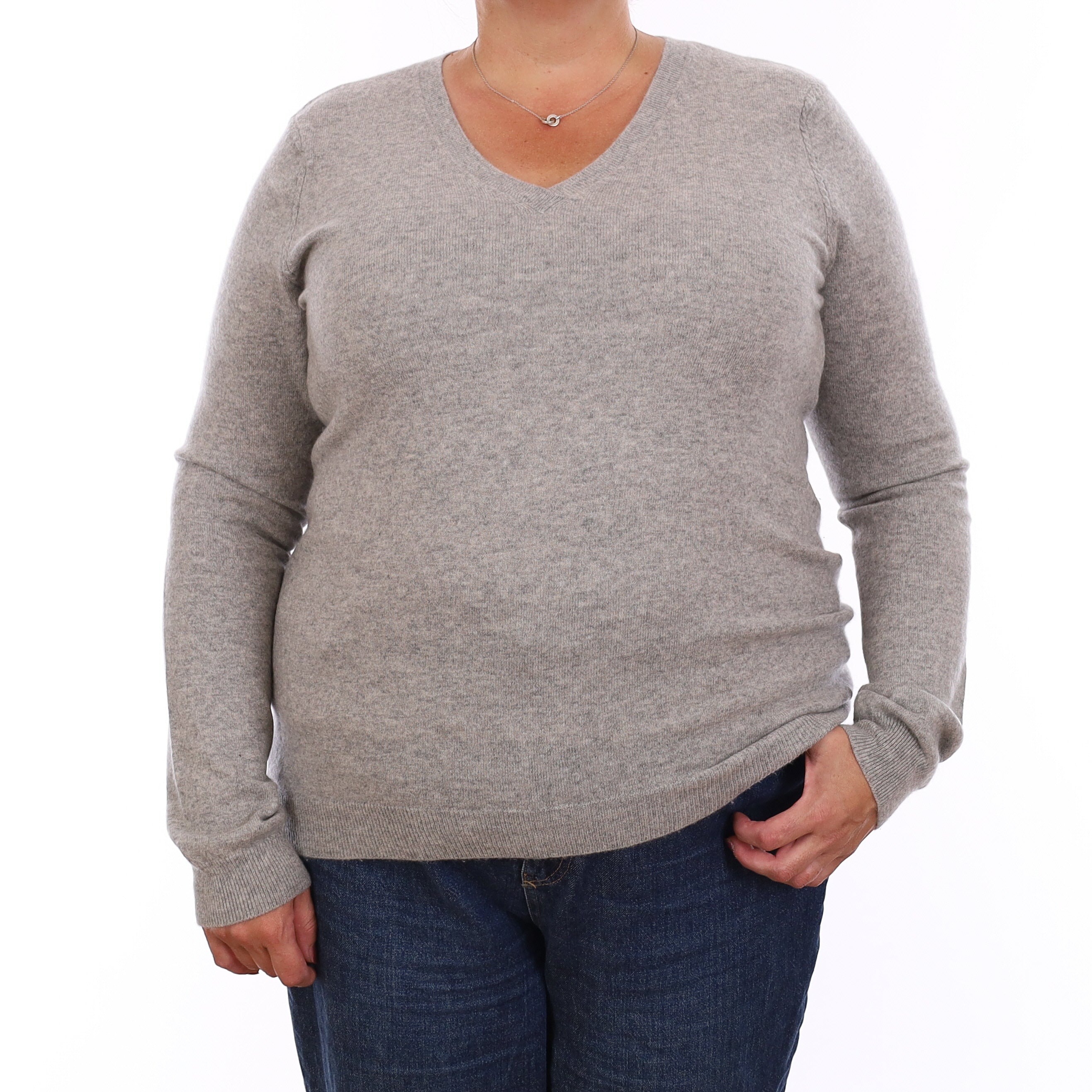 Smoke Grey Cashmere V Neck Jumper Extra Large Tall