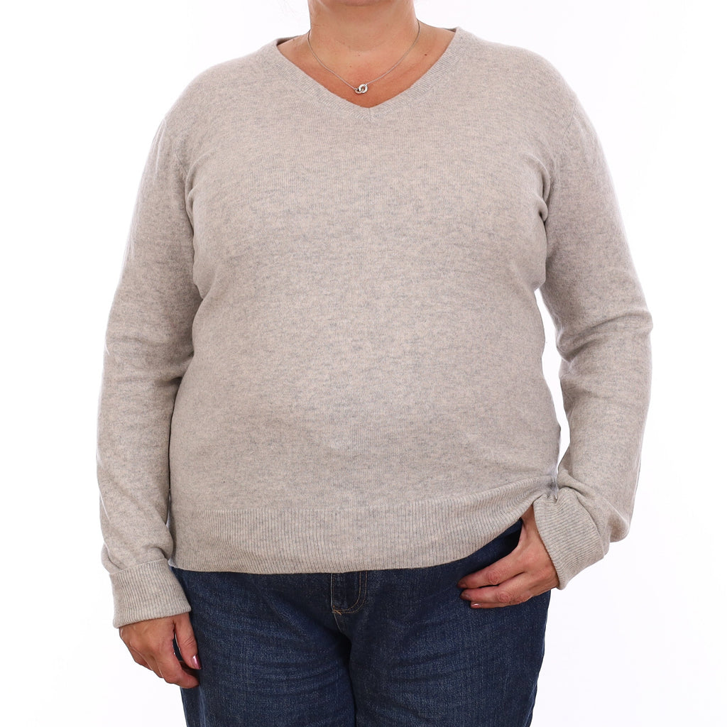 Mist Grey Cashmere V Neck Jumper Extra Large Tall