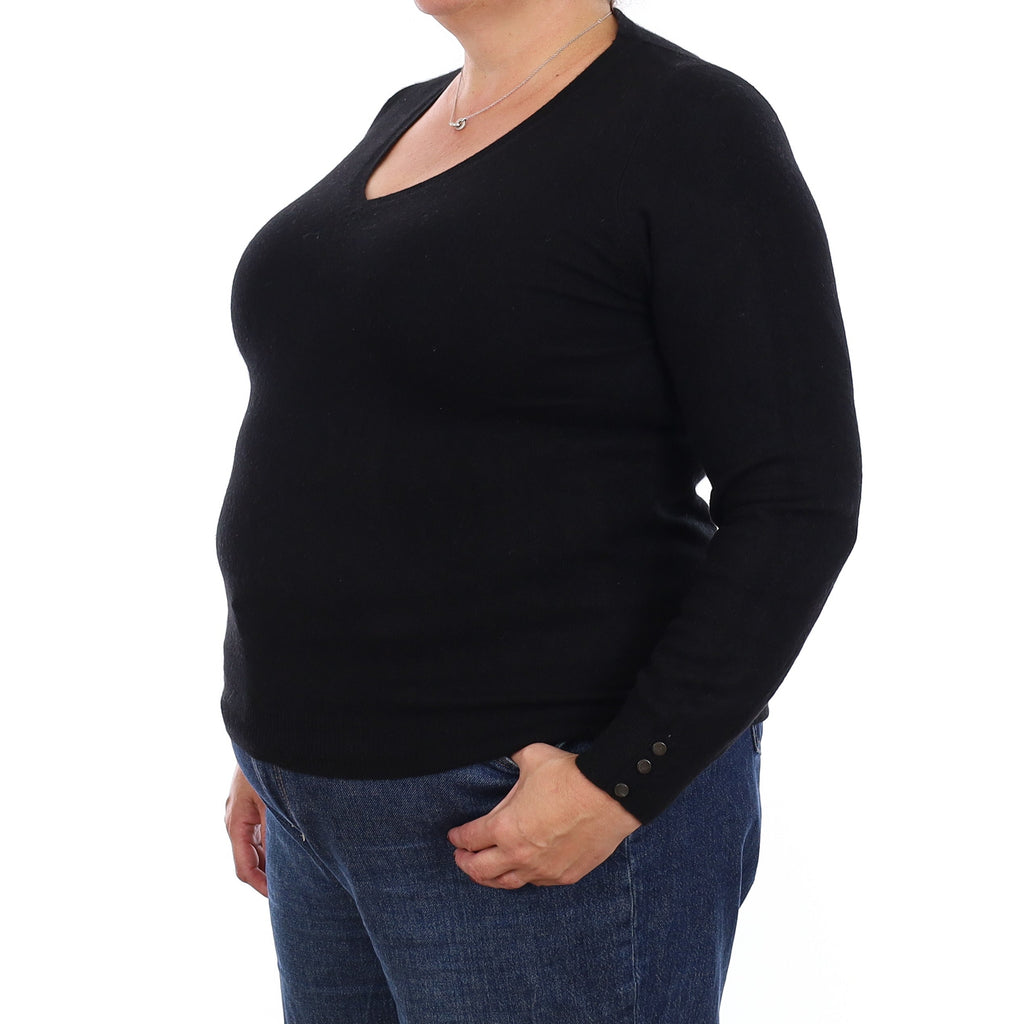 Black Cashmere V Neck Jumper Extra Large