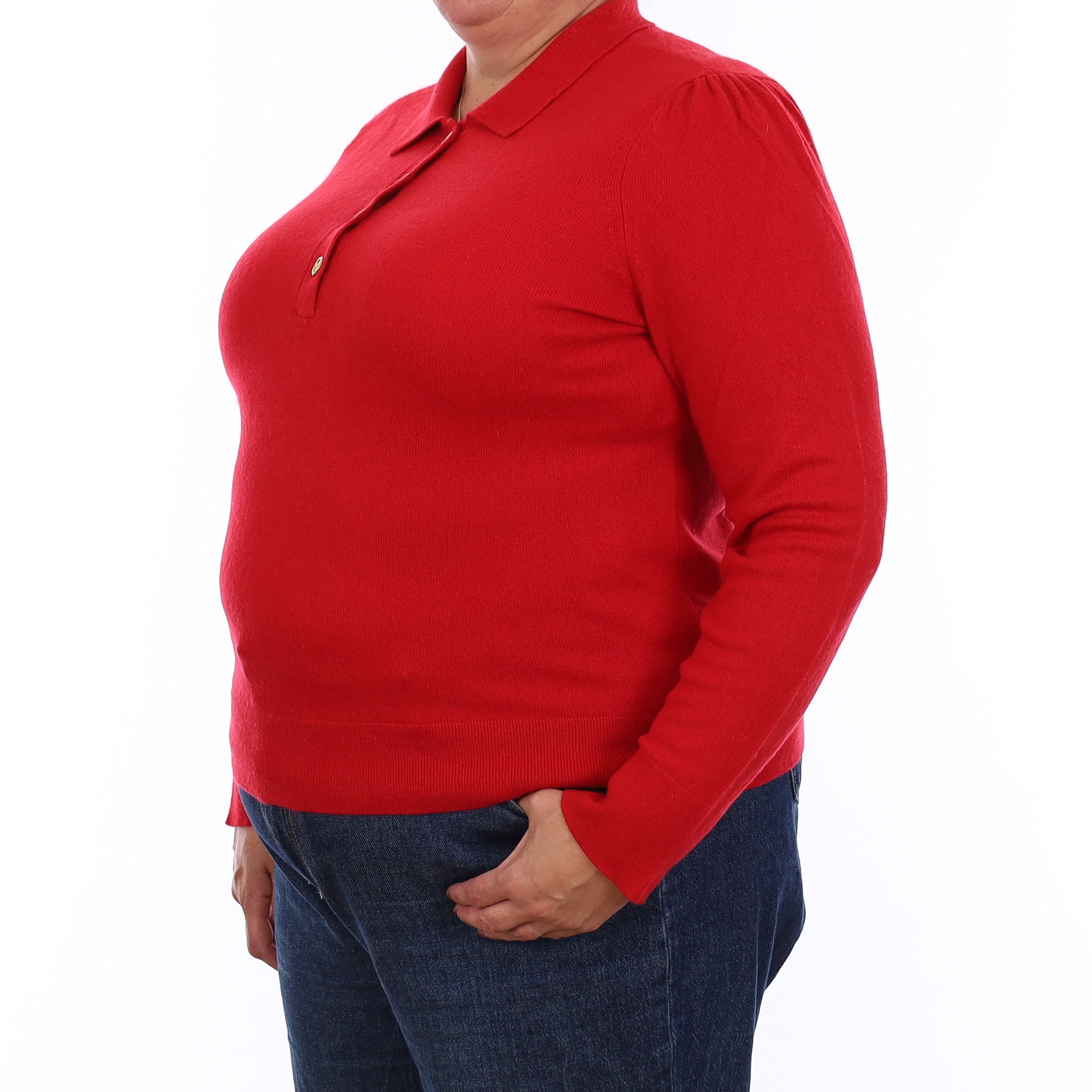 Spanish Red Cashmere Button Up Jumper with Collar Extra Large