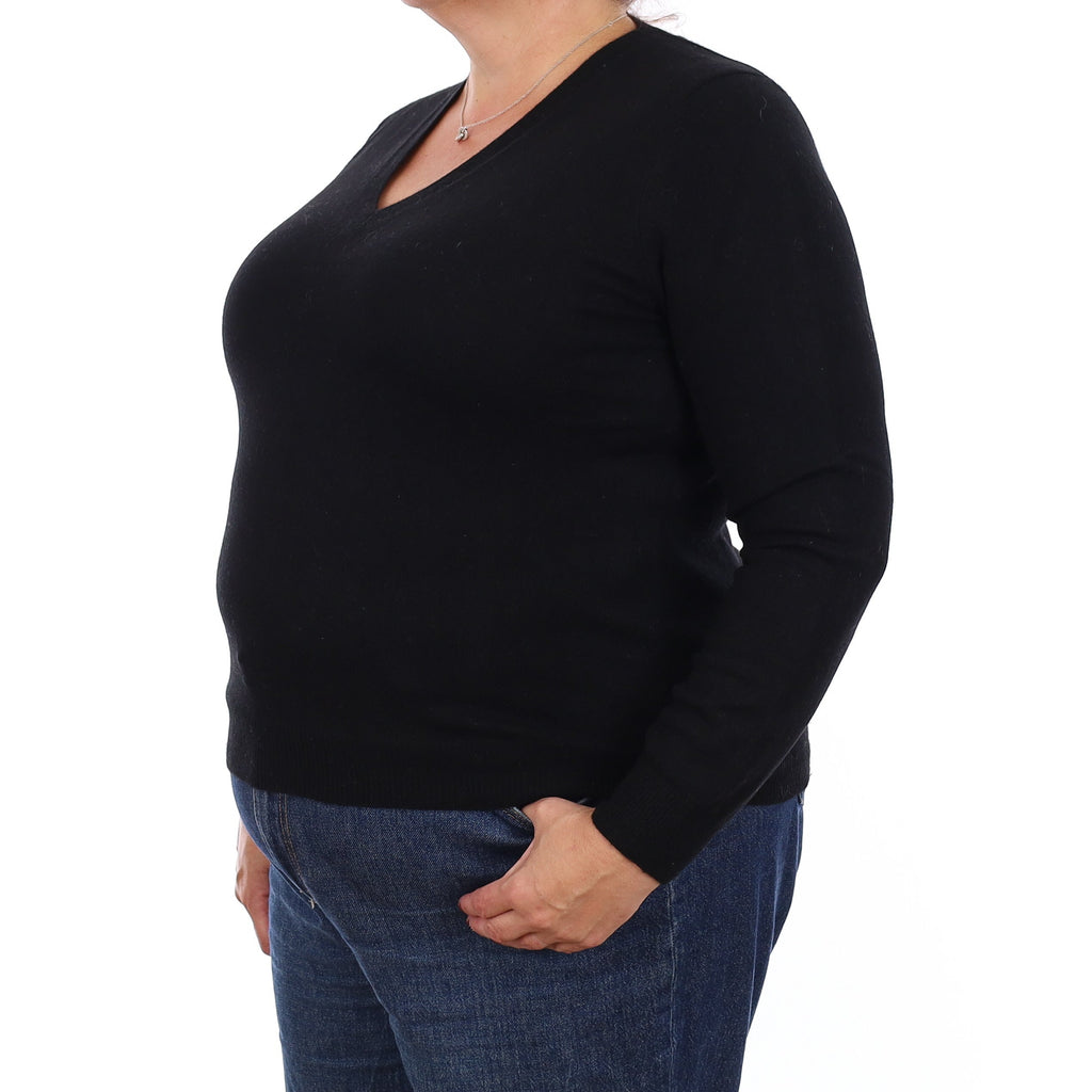 Black Cashmere V Neck Jumper Extra Large