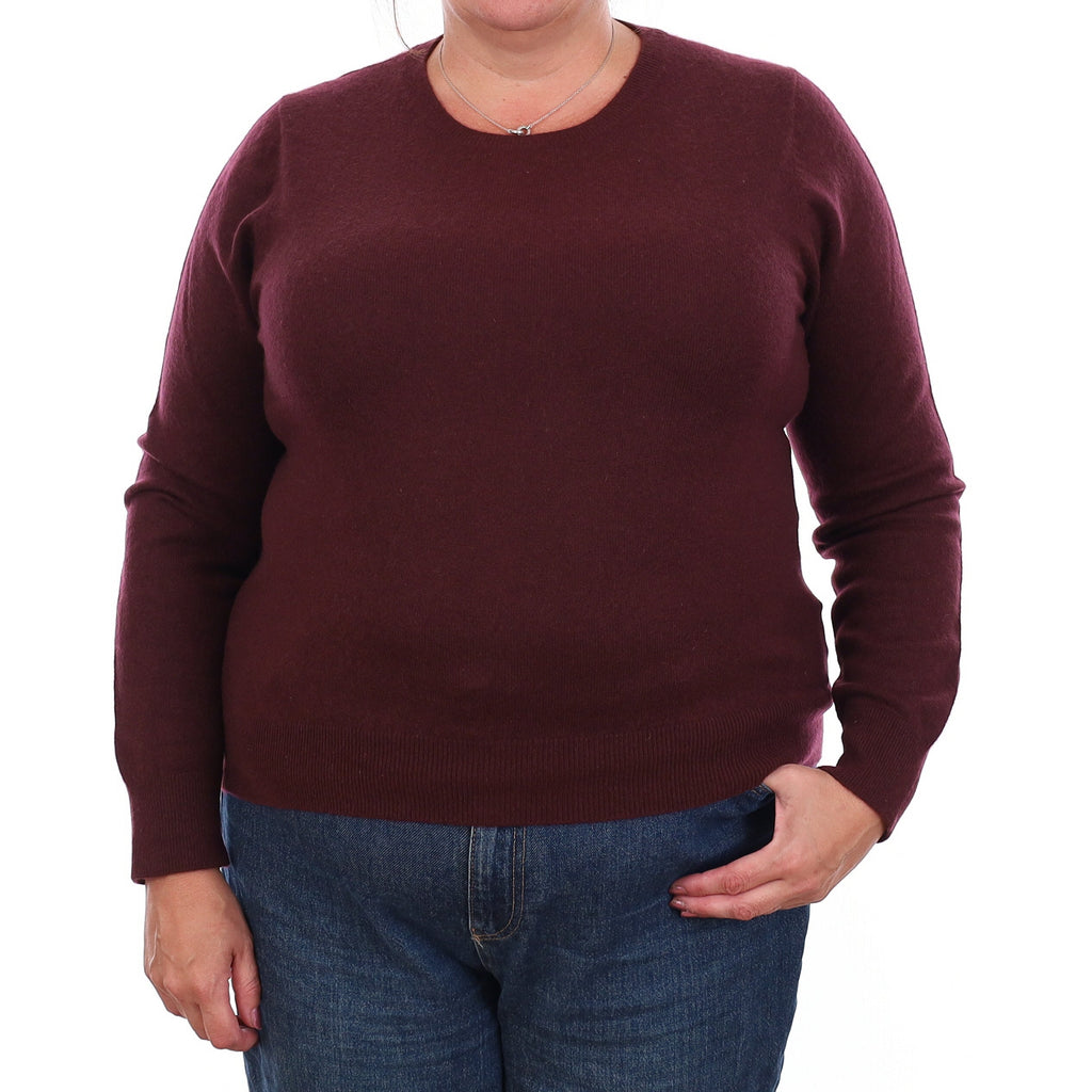 Aubergine Purple Cashmere Crew Neck Jumper Extra Large