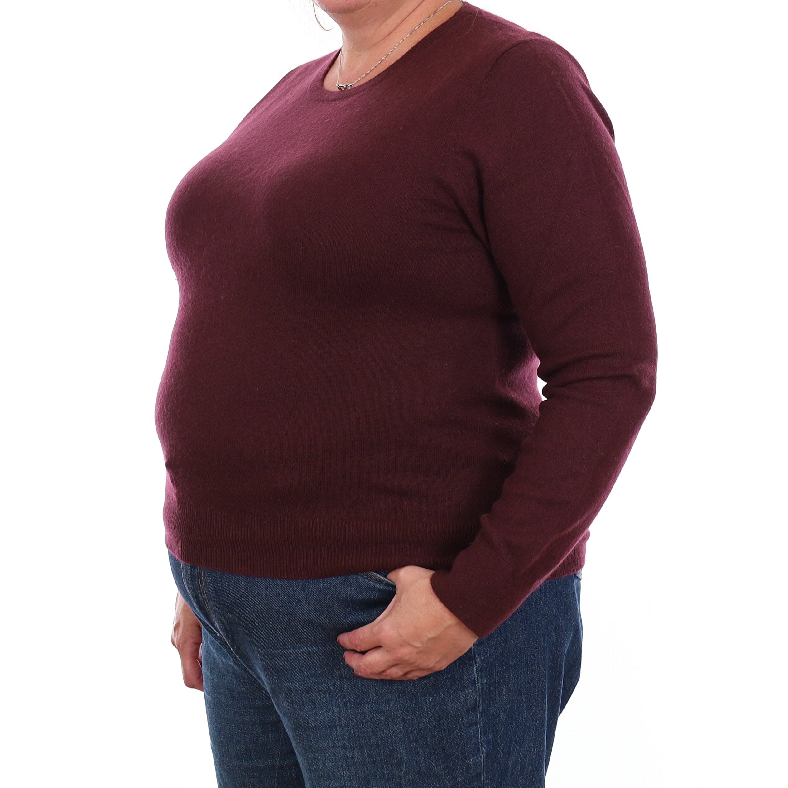 Aubergine Purple Cashmere Crew Neck Jumper Extra Large