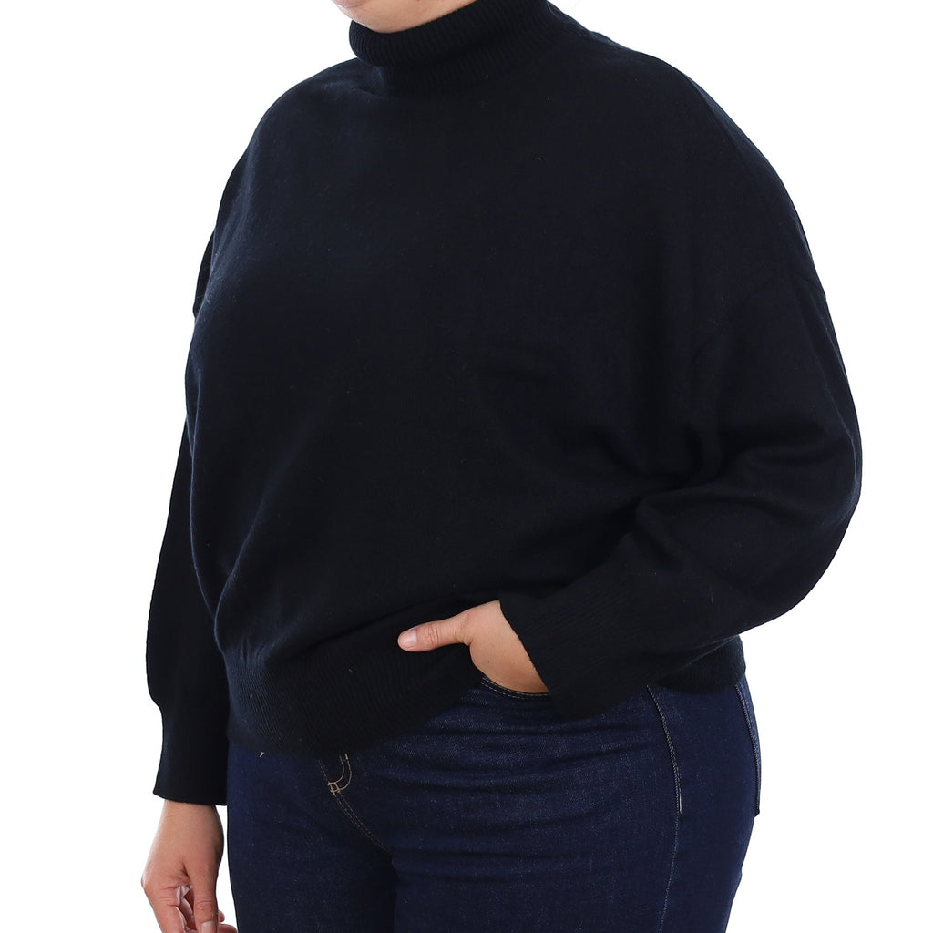 Black Cashmere Slouchy Turtleneck Jumper Large